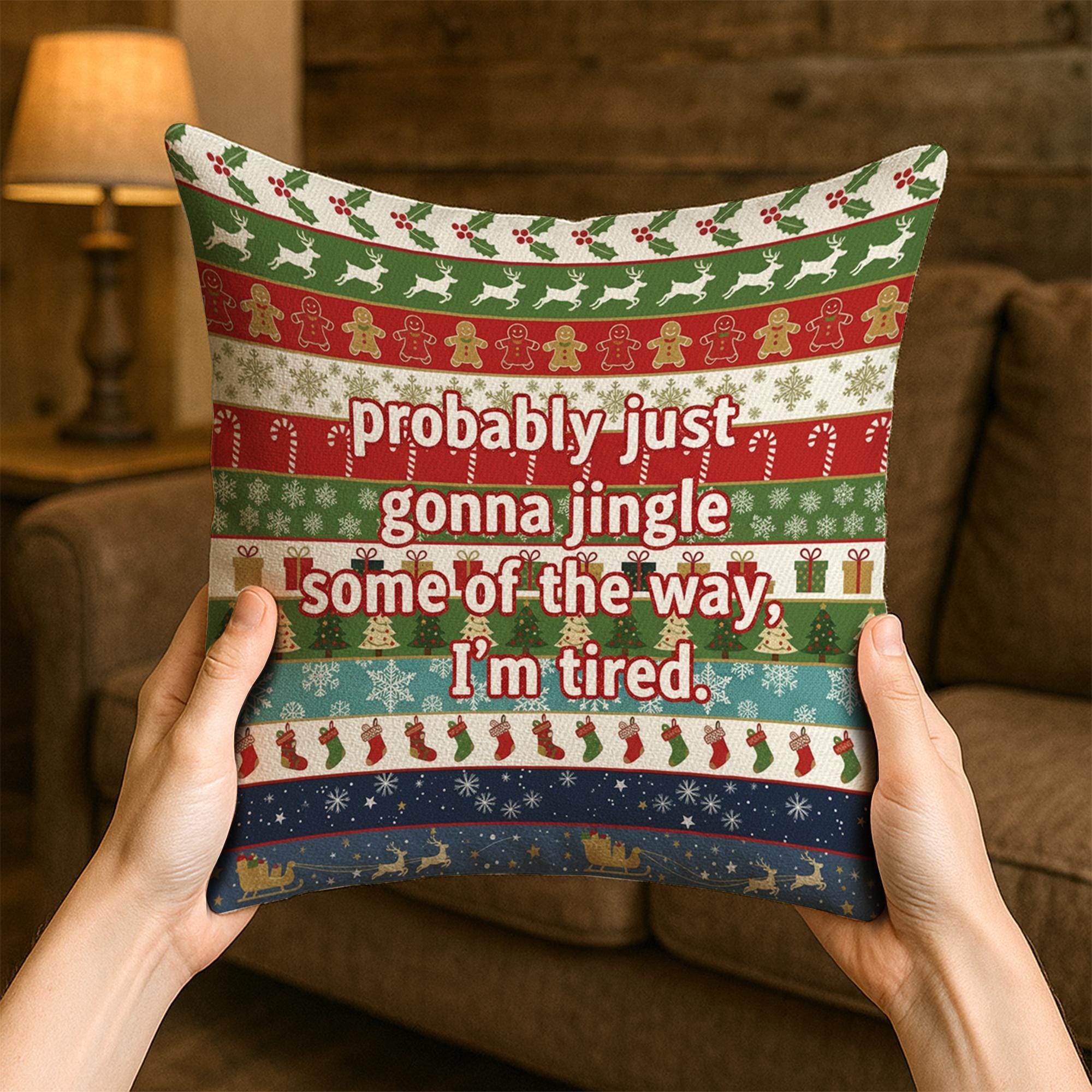 Christmas Throw Pillow – Funny Holiday Quote Cushion with Festive Pattern Design