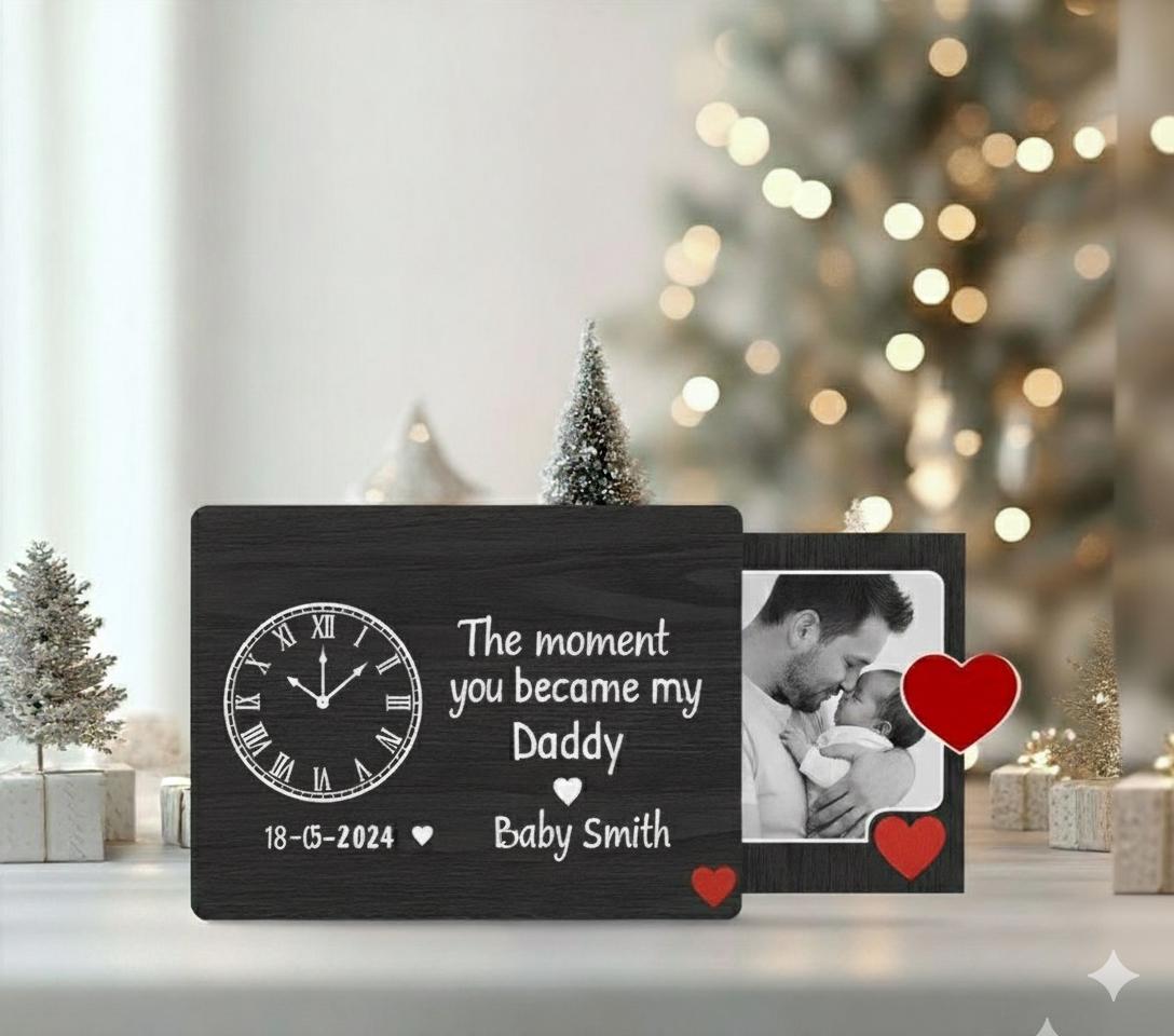 Custom New Dad Baby Reveal Acrylic Slide Ornament: Personalized Photo Keepsake image 3