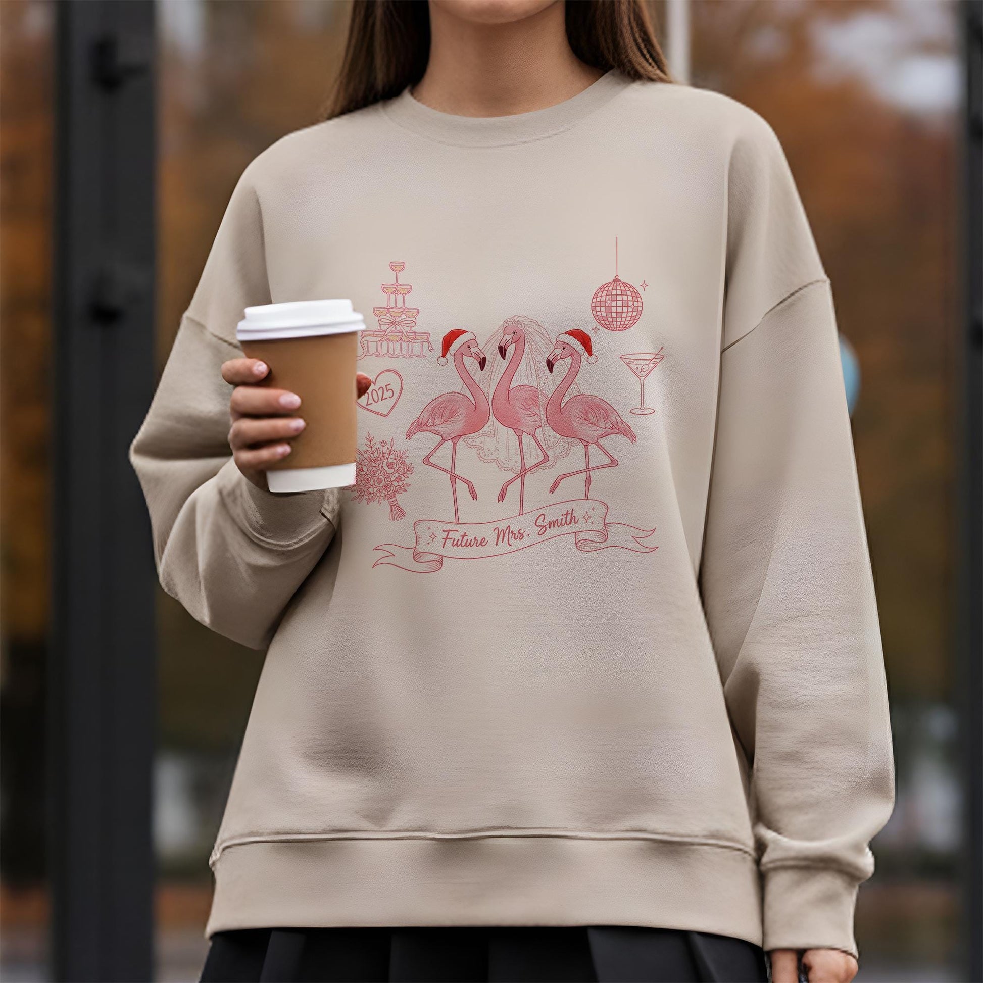 Bride Flamingo Sweatshirt – Personalized Future Mrs. Shirt, Bachelorette Party Flamingo Crewneck, Wedding Engagement Pullover