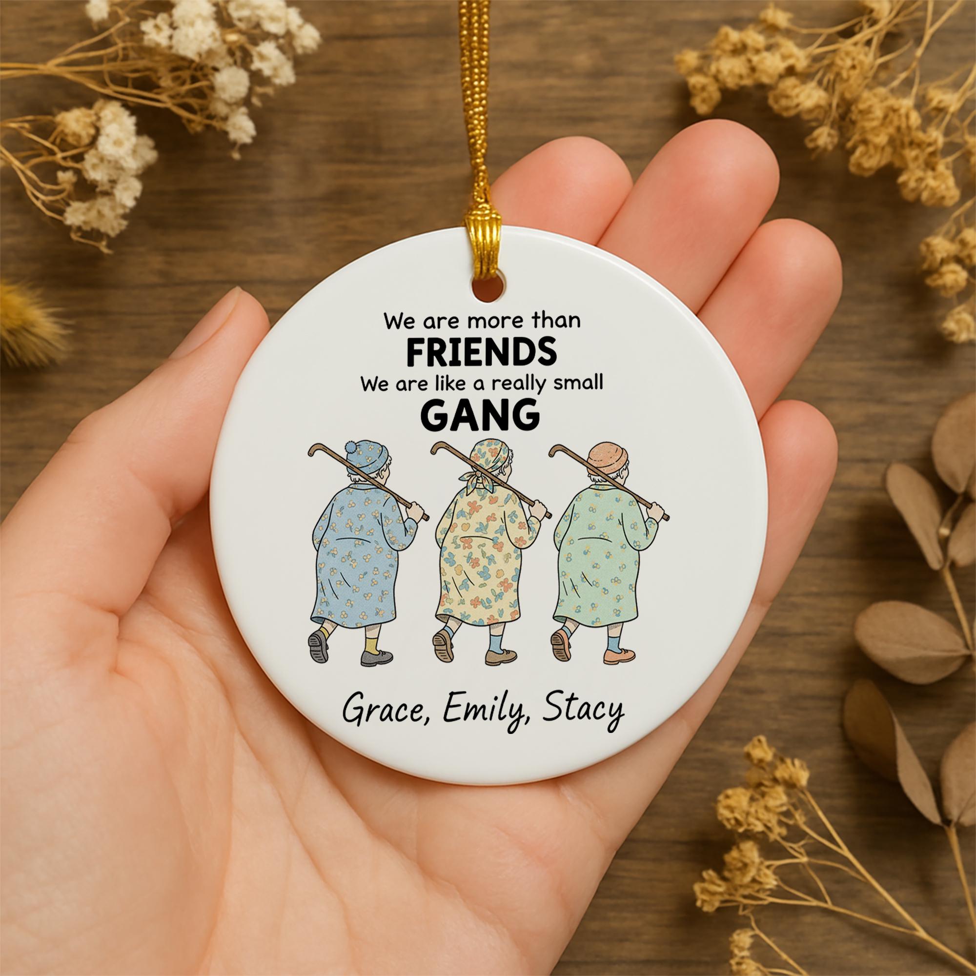 Ceramic Ornament – Friendship Quote Design with Custom Names and Vintage Style image 1