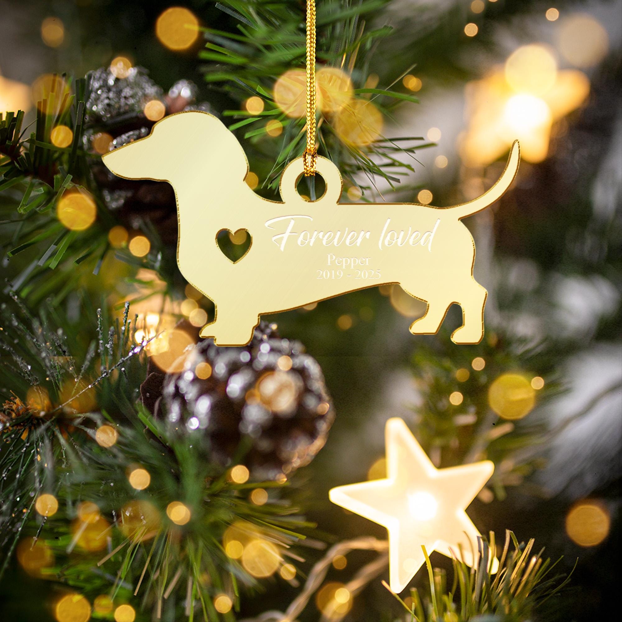 Personalized Dachshund Acrylic Mirror Ornament — Pet Memorial Keepsake
