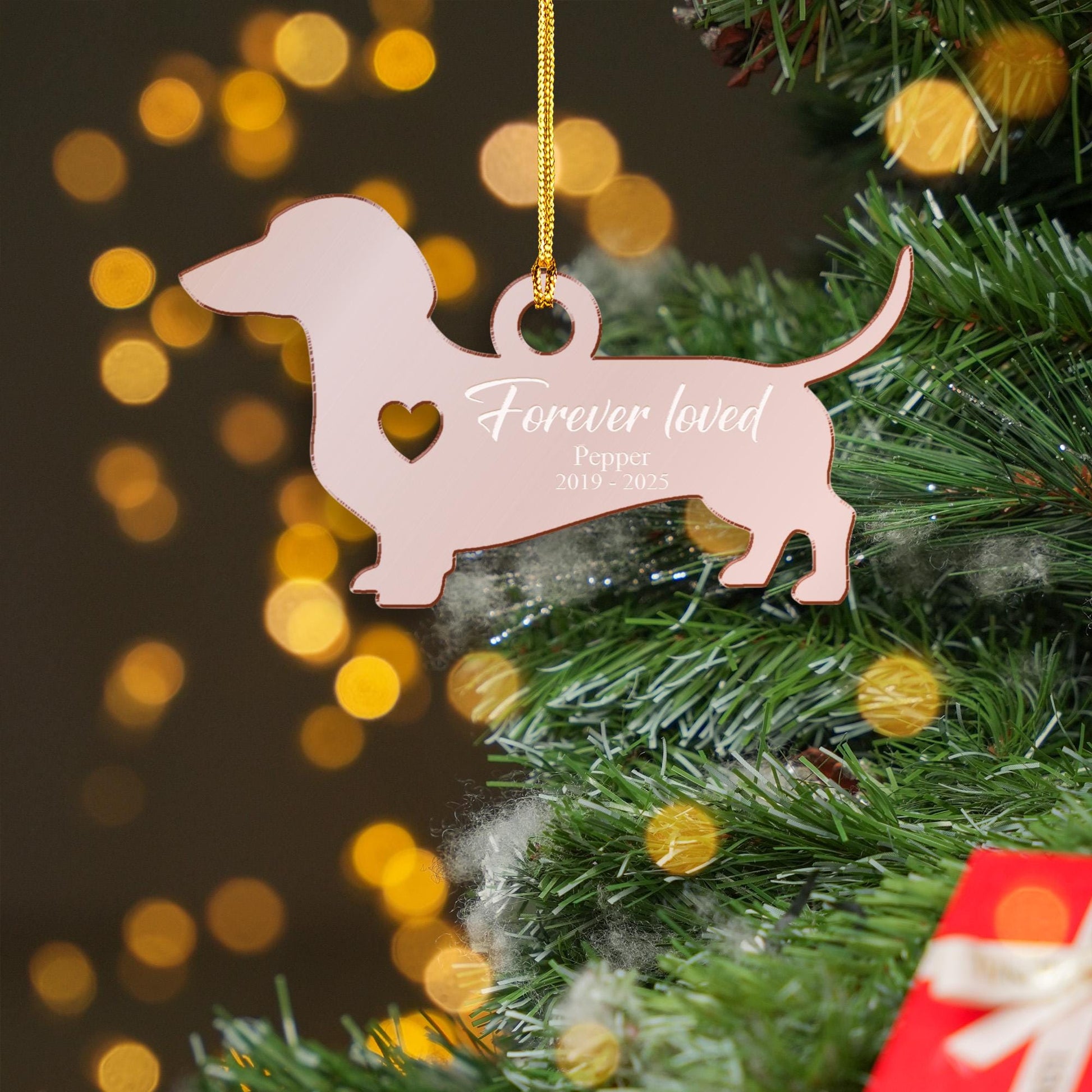 Personalized Dachshund Acrylic Mirror Ornament — Pet Memorial Keepsake