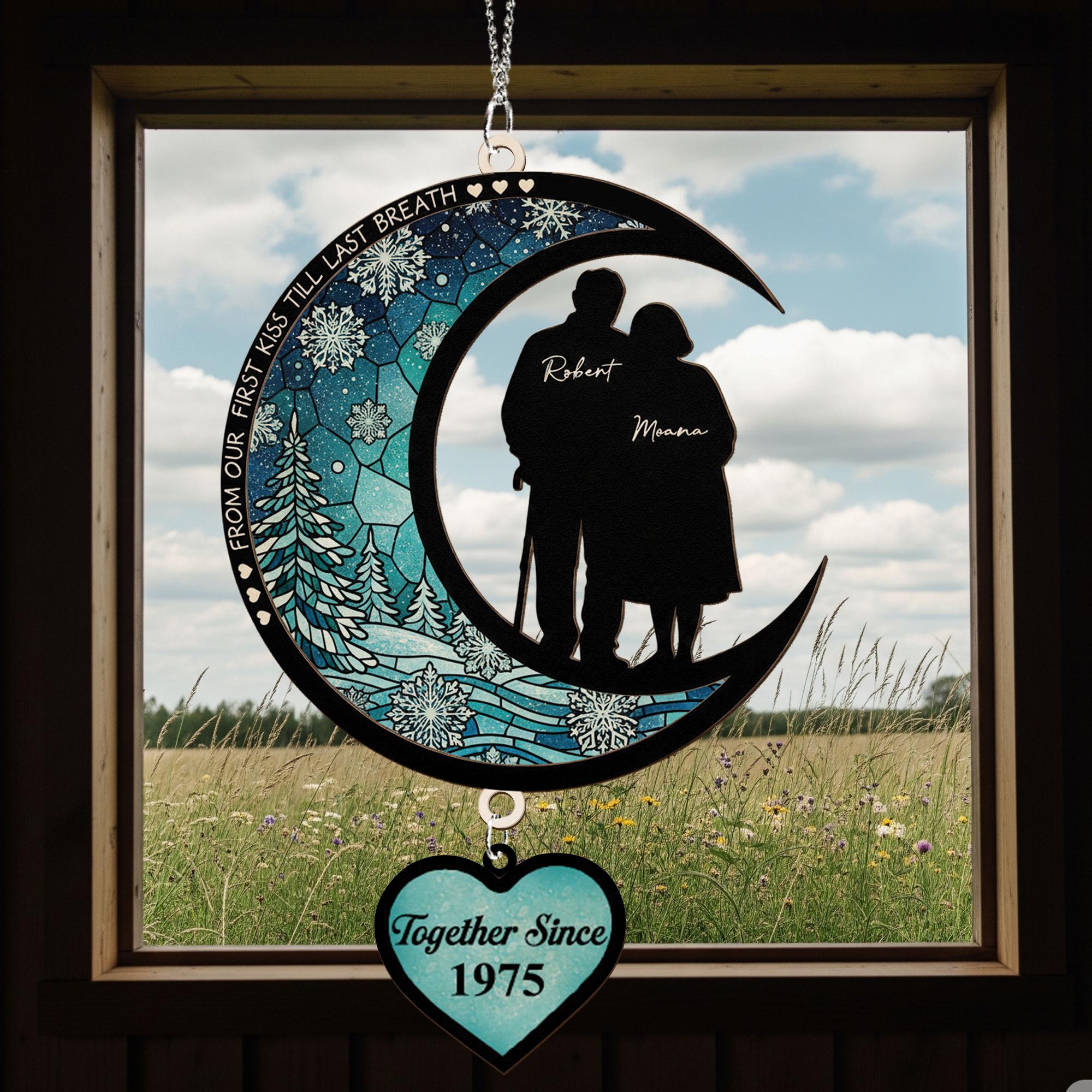 Personalized Couple Anniversary Ornament with Heart Charm — Engraved Date Keepsake