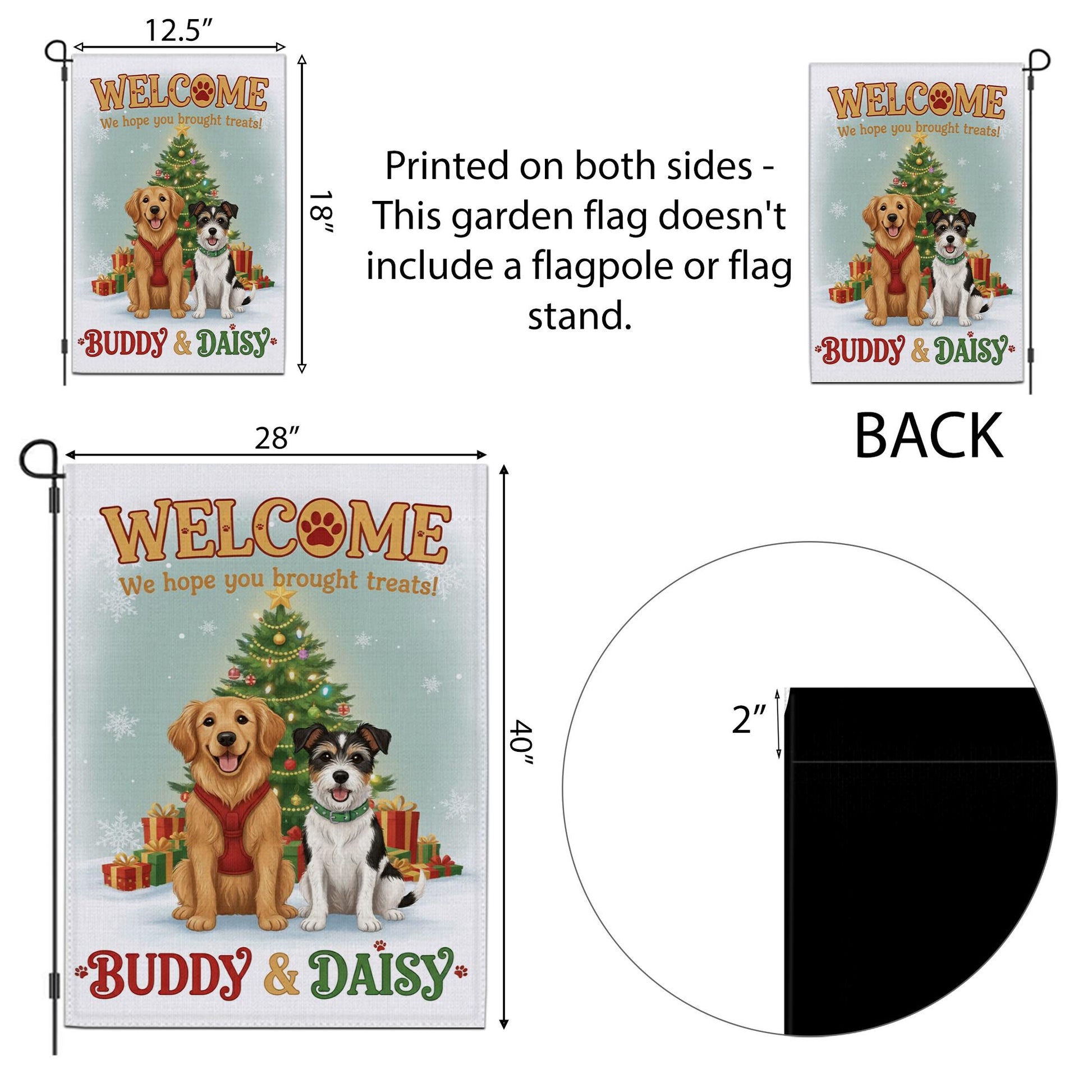 Personalized Dog Garden Flag – Welcome We Hope You Brought Treats, Christmas Outdoor Decor