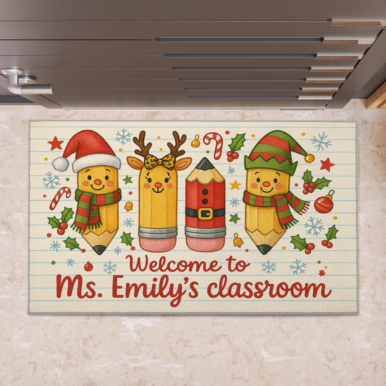 Personalized Classroom Doormat — Custom Teacher Name Welcome Mat