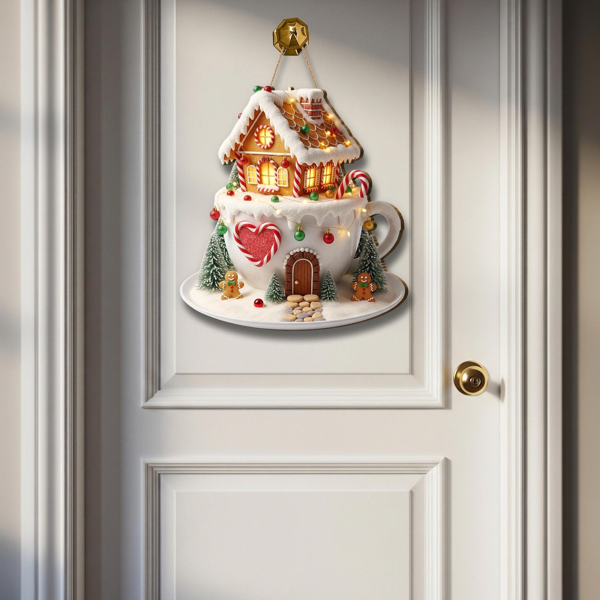 Christmas Gingerbread House Door Sign - Winter Welcome Sign