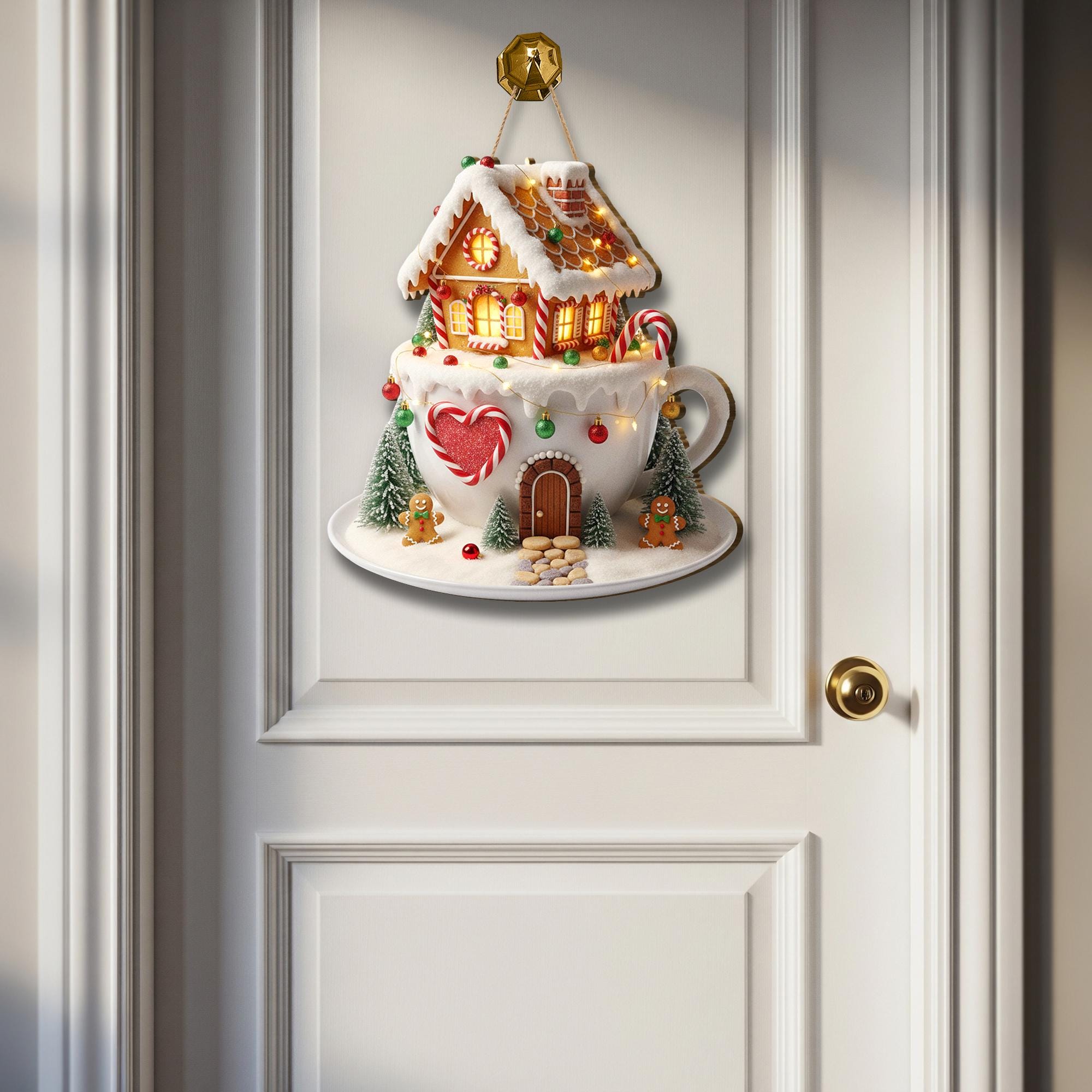 Christmas Gingerbread House Door Sign - Winter Welcome Sign