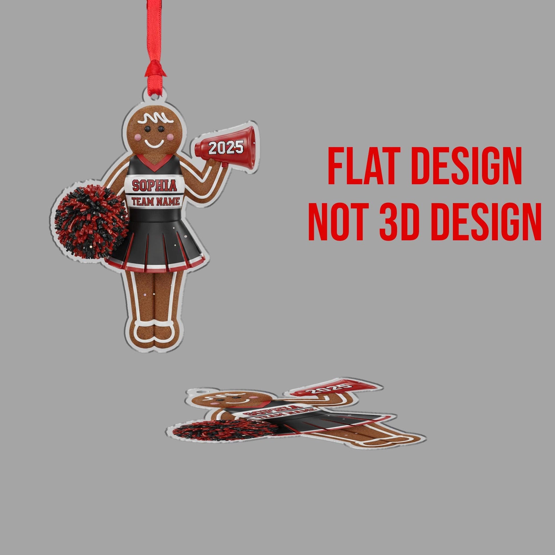 Personalized Cheerleader Ornament – Gingerbread Cheer Christmas Keepsake