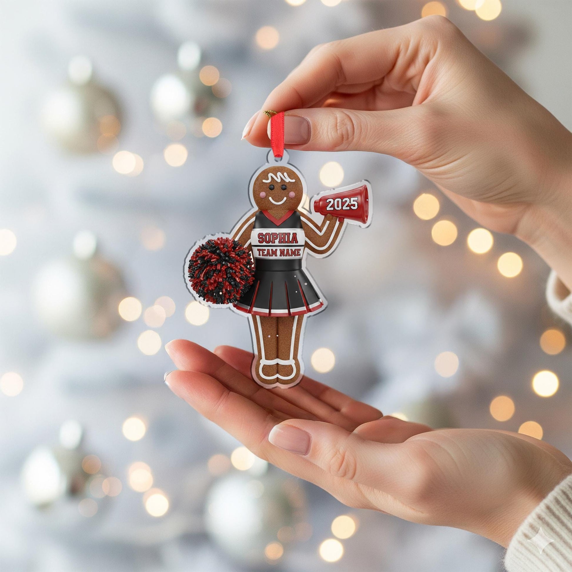 Personalized Cheerleader Ornament – Gingerbread Cheer Christmas Keepsake