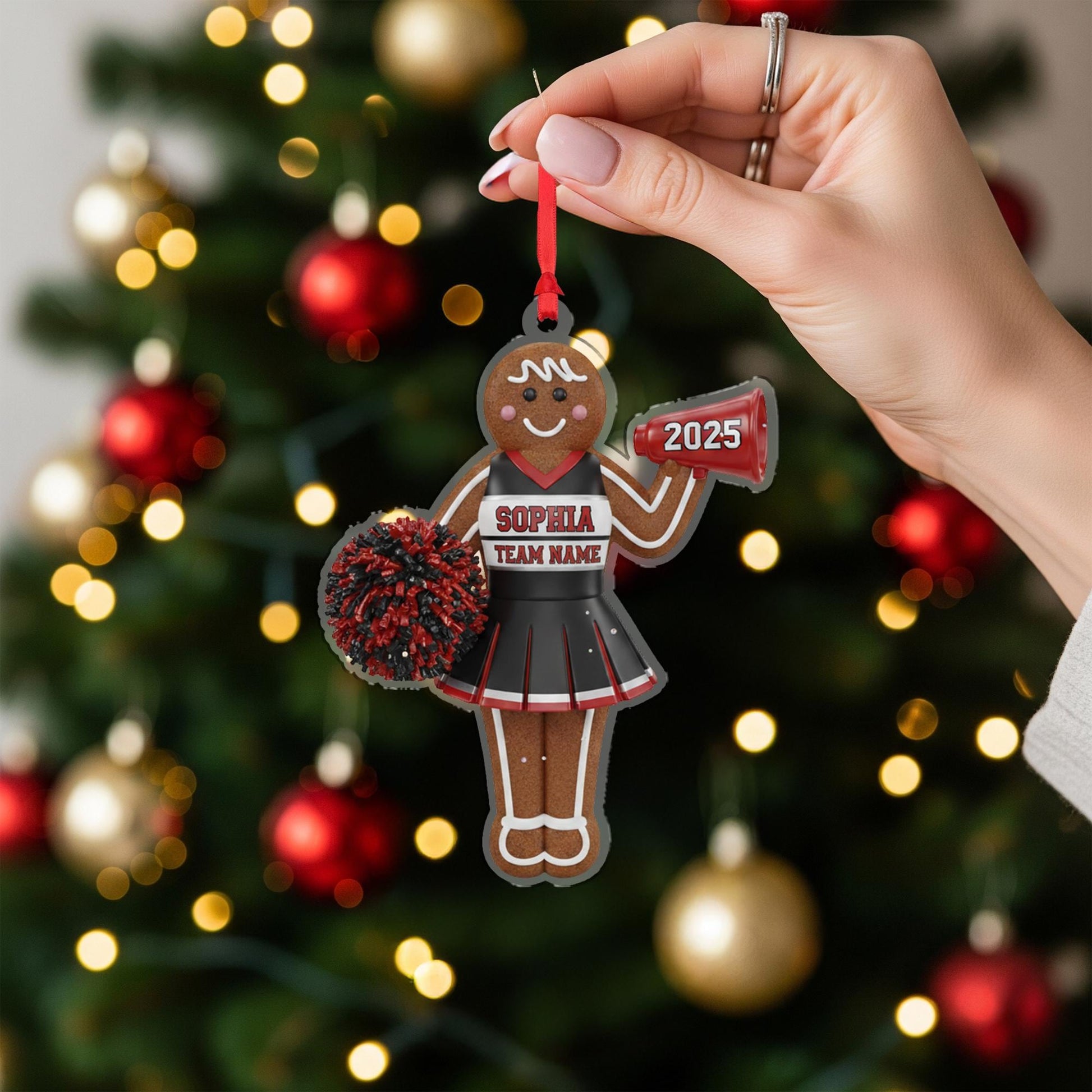 Personalized Cheerleader Ornament – Gingerbread Cheer Christmas Keepsake
