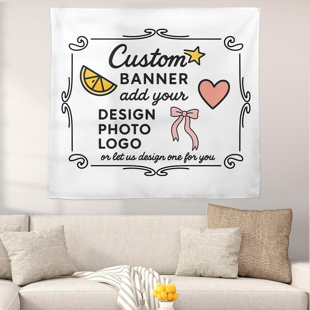 Custom Banner or Tapestry – Personalized Photo, Logo, or Design Wall Sign for Events, Business, or Home Decor