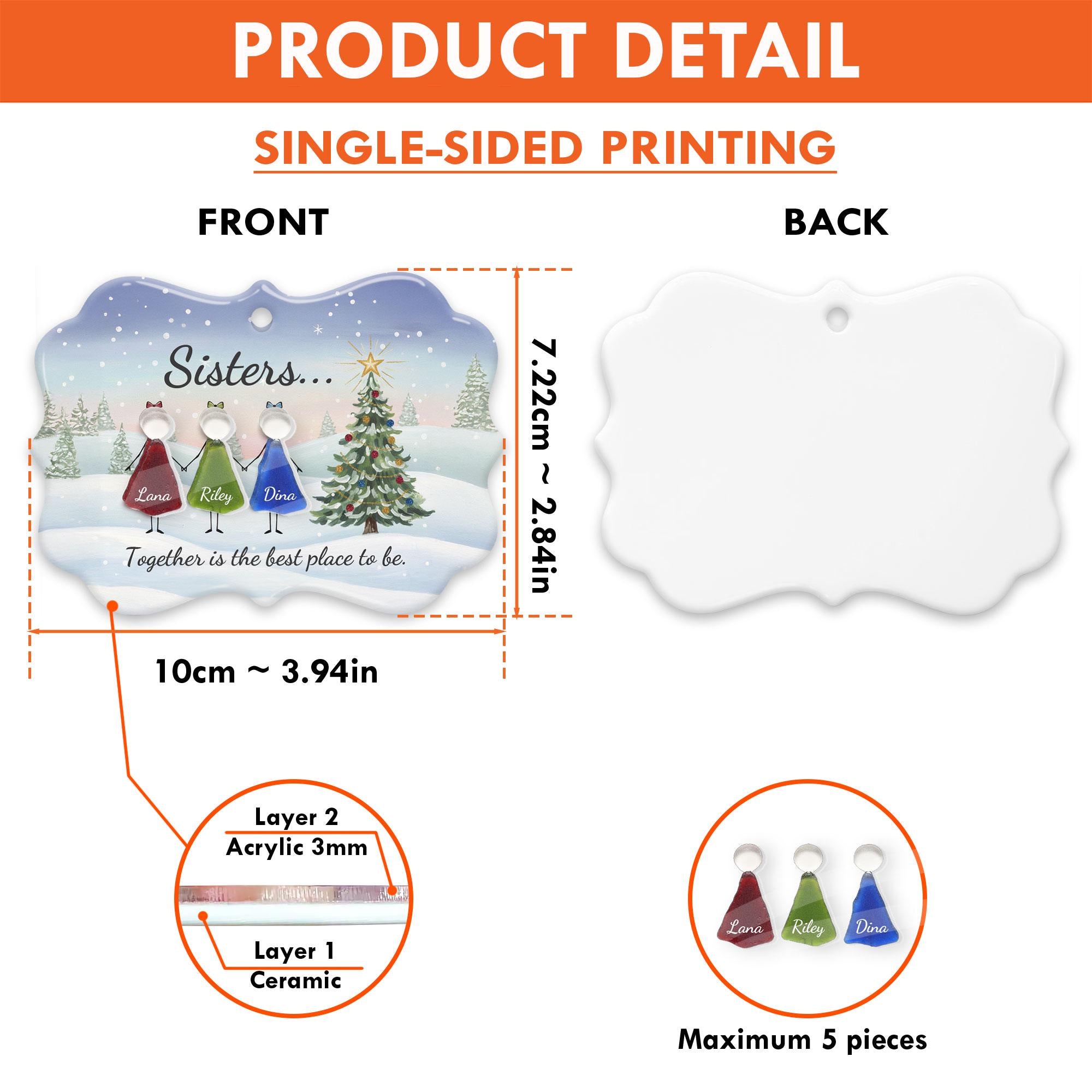 Personalized Sisters Ornament: Custom Friendship Keepsake with People Art