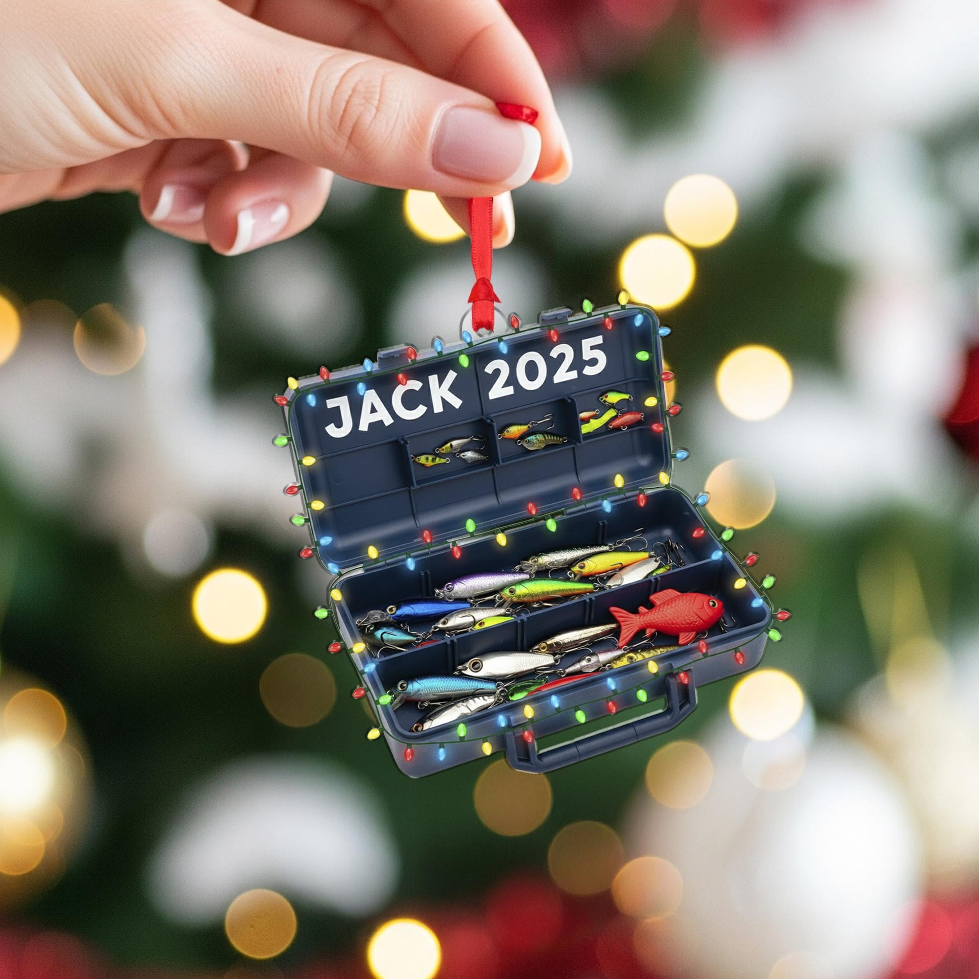 Personalized Fishing Tackle Box Ornament | Unique Angler Gift Christmas Keepsake