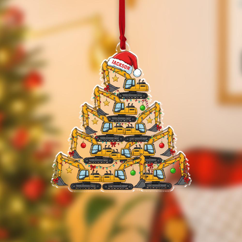 Personalized Excavator Christmas Tree Ornament - Construction Gift