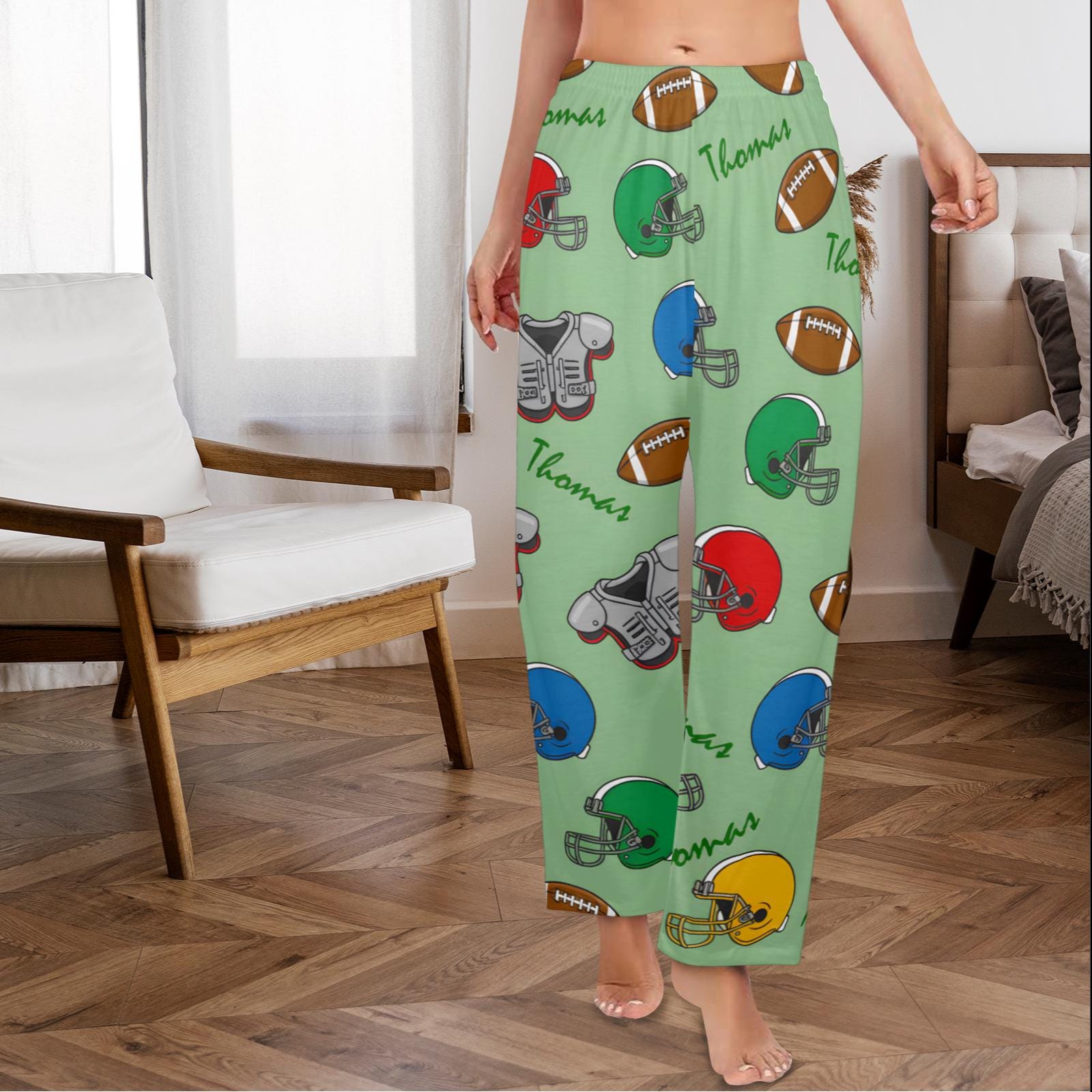 Personalized Football Pajama Pants: Custom Name Loungewear