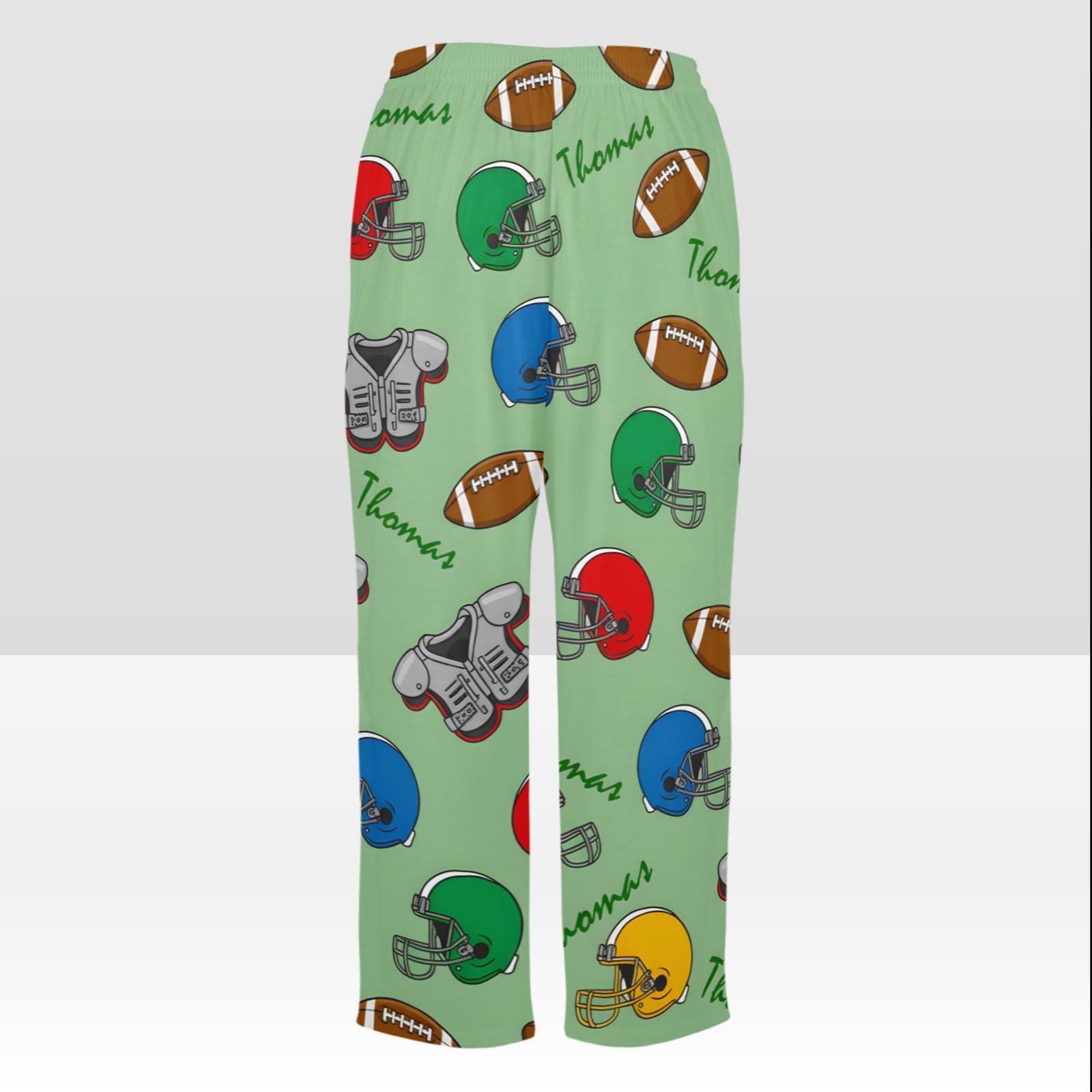 Personalized Football Pajama Pants: Custom Name Loungewear