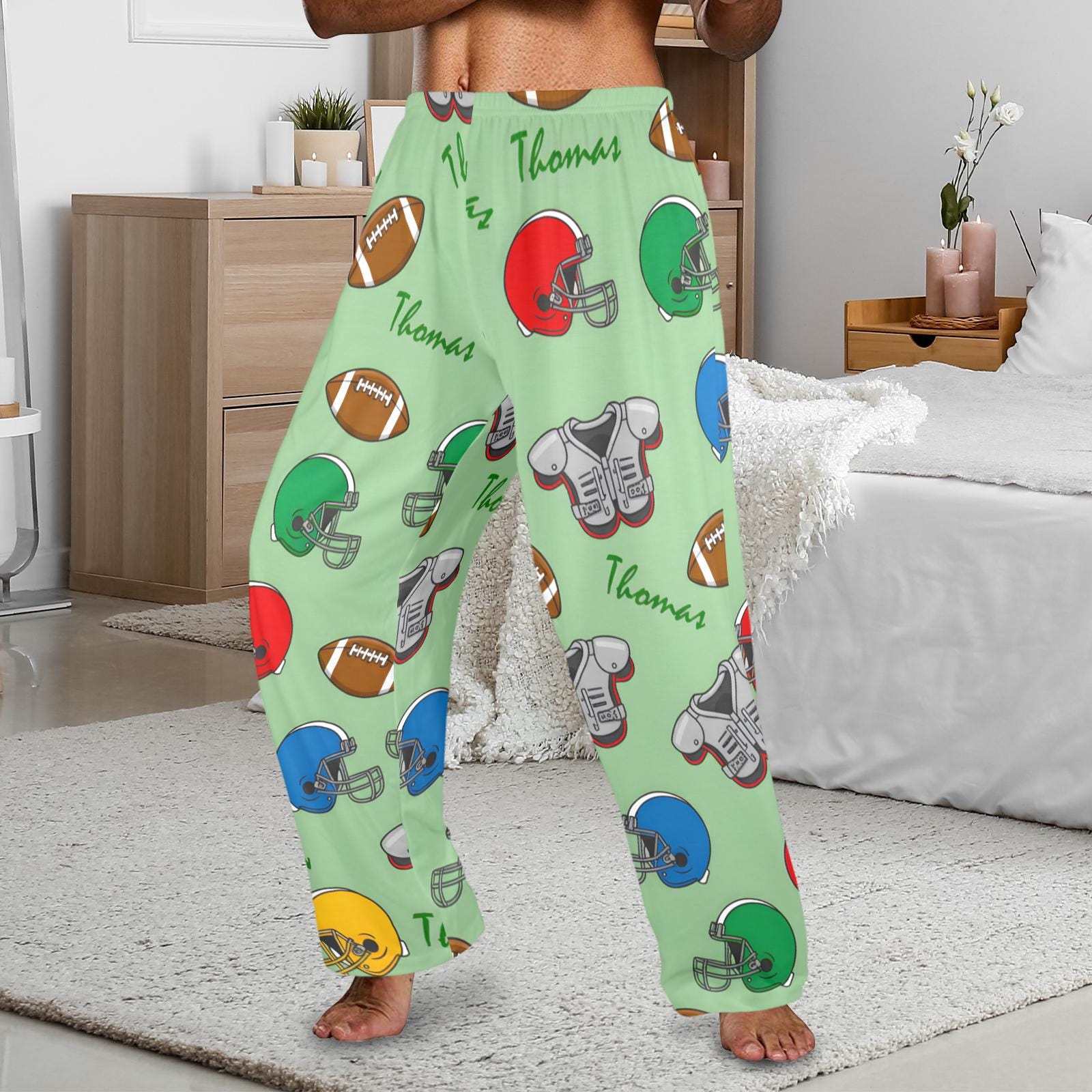 Personalized Football Pajama Pants: Custom Name Loungewear