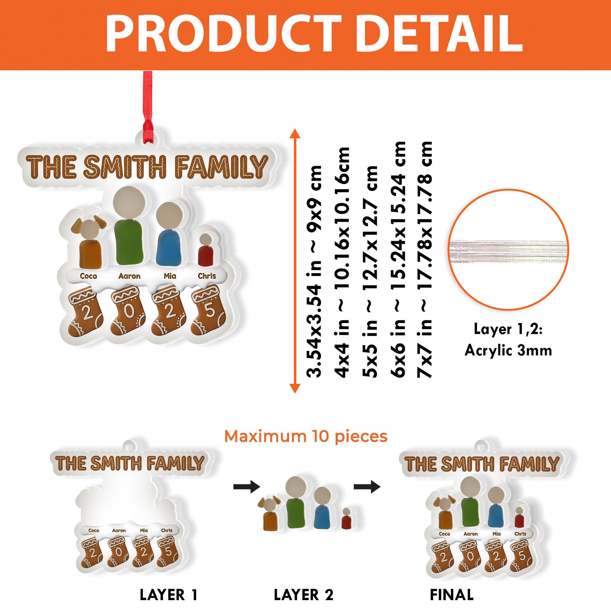 Personalized Family Christmas Ornament: Custom Acrylic Decoration