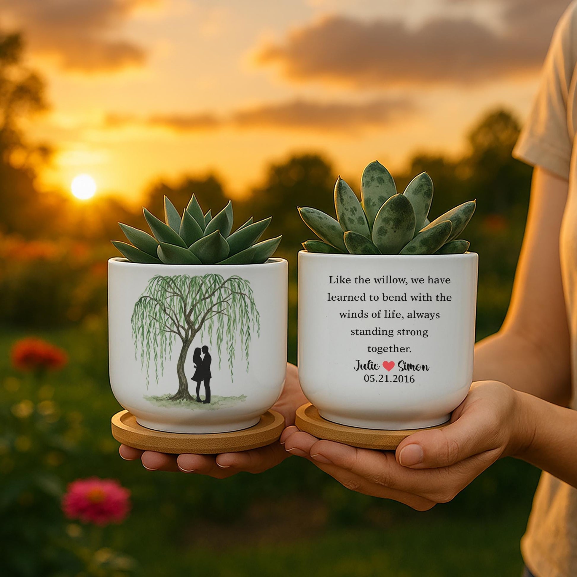 Personalized Ceramic Willow Plant Pot Anniversary