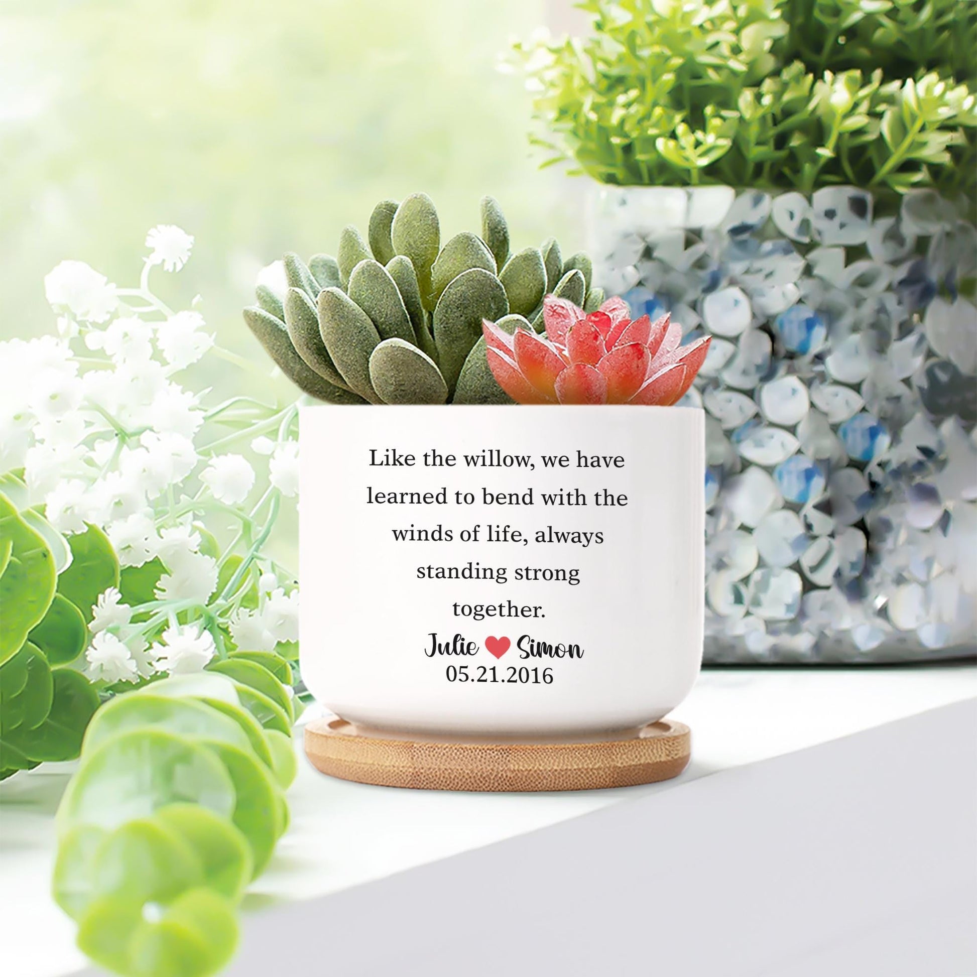 Personalized Ceramic Willow Plant Pot Anniversary