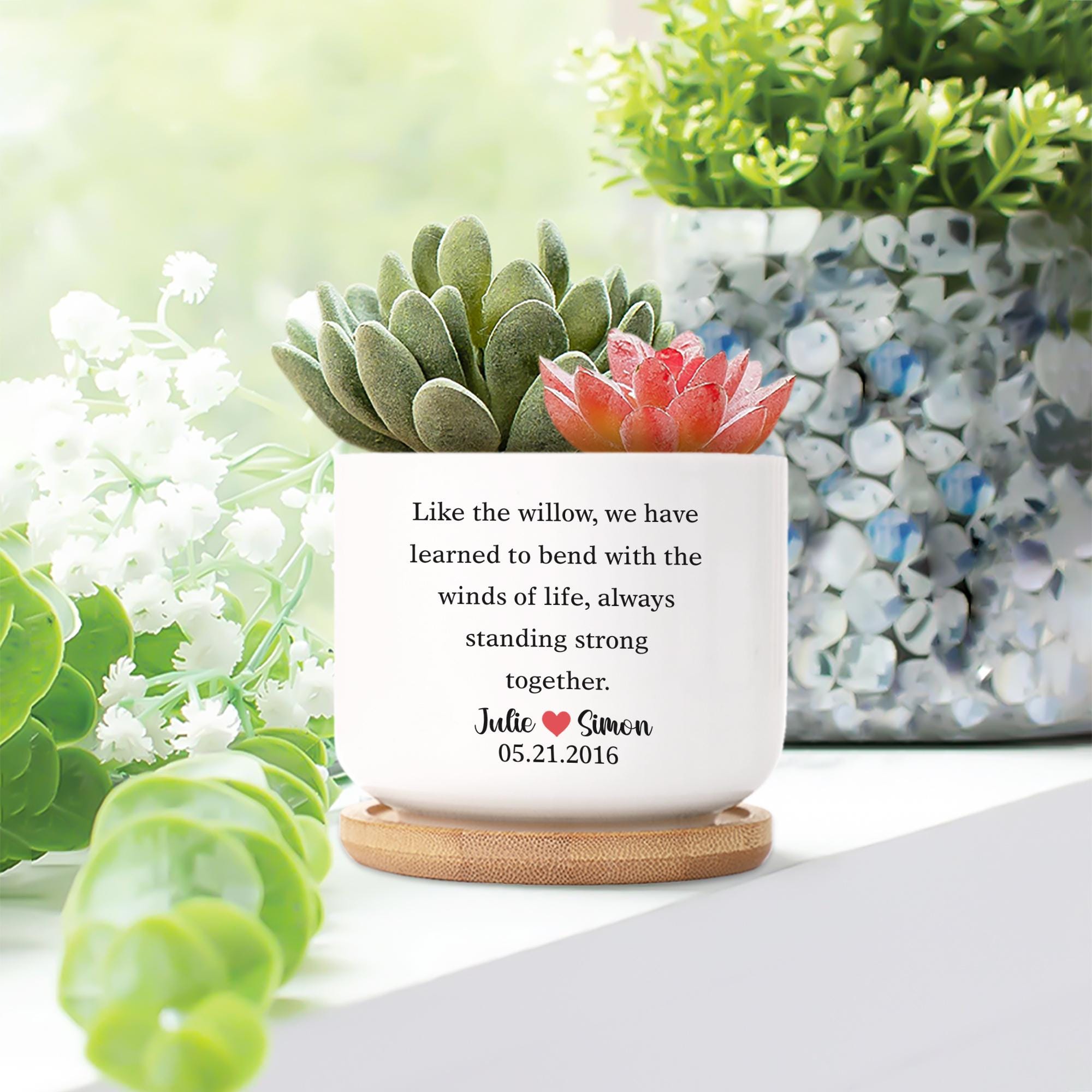 Personalized Ceramic Willow Plant Pot Anniversary