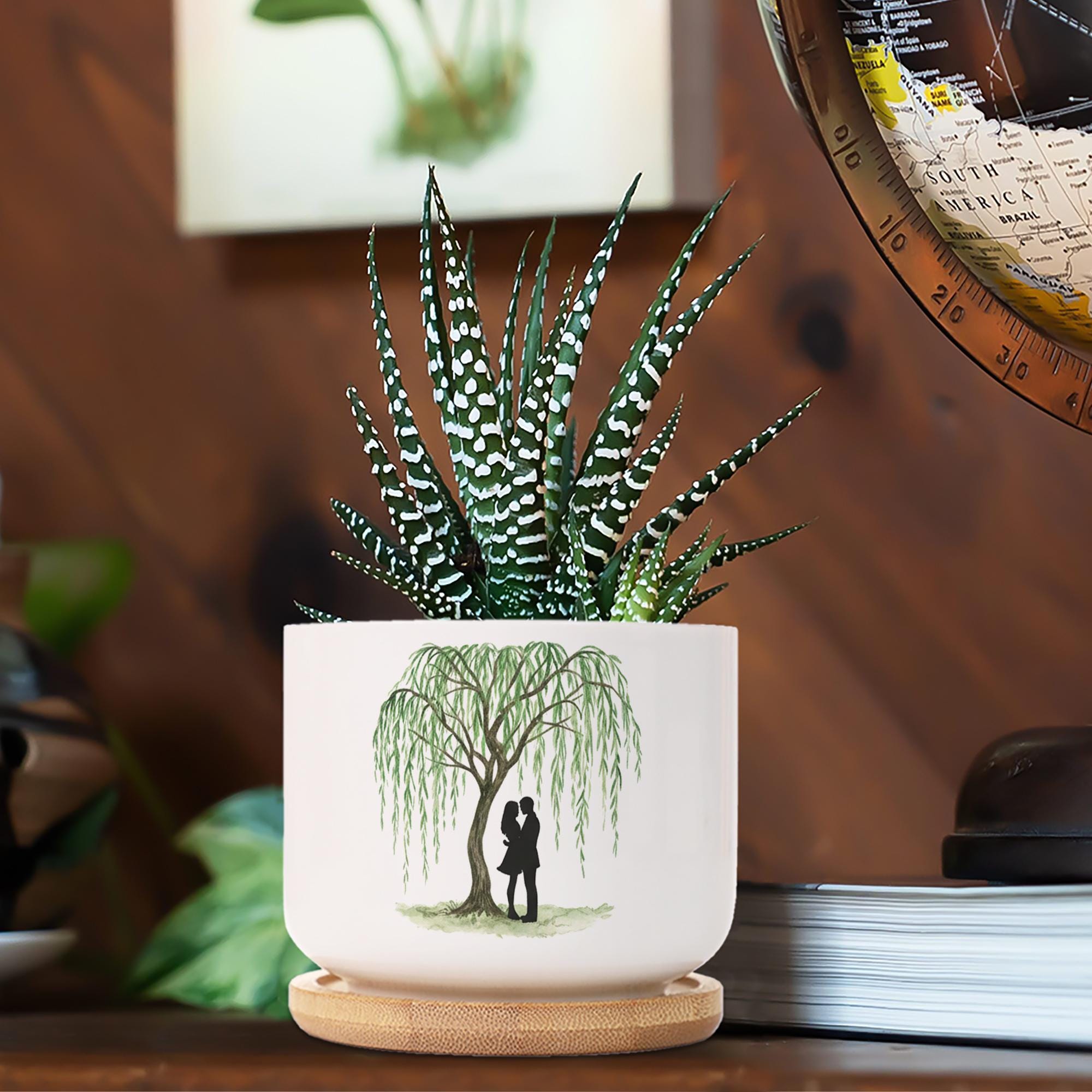 Personalized Ceramic Willow Plant Pot Anniversary