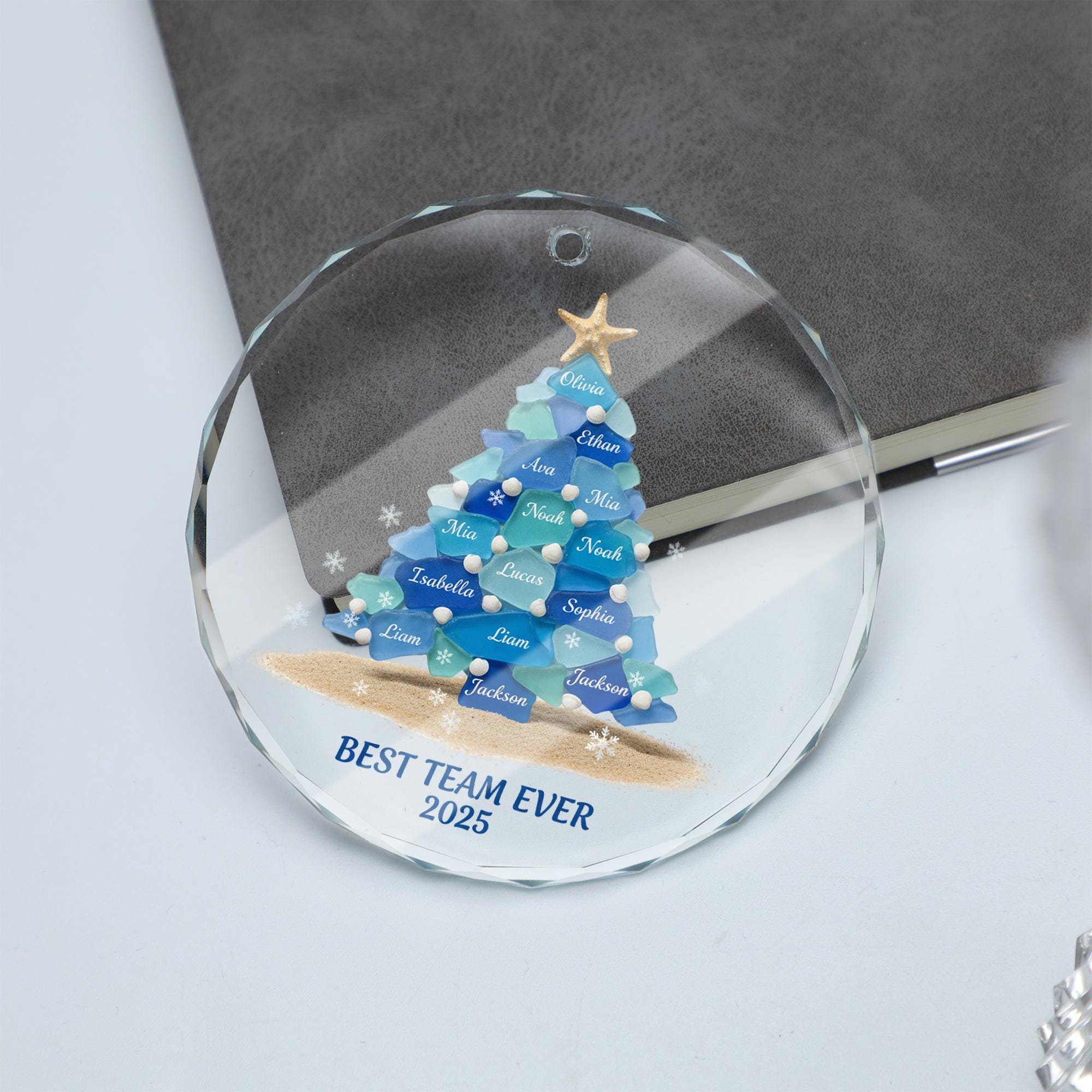 Personalized Glass Christmas Ornament – Custom Names Holiday Keepsake, Team Gift 2025
