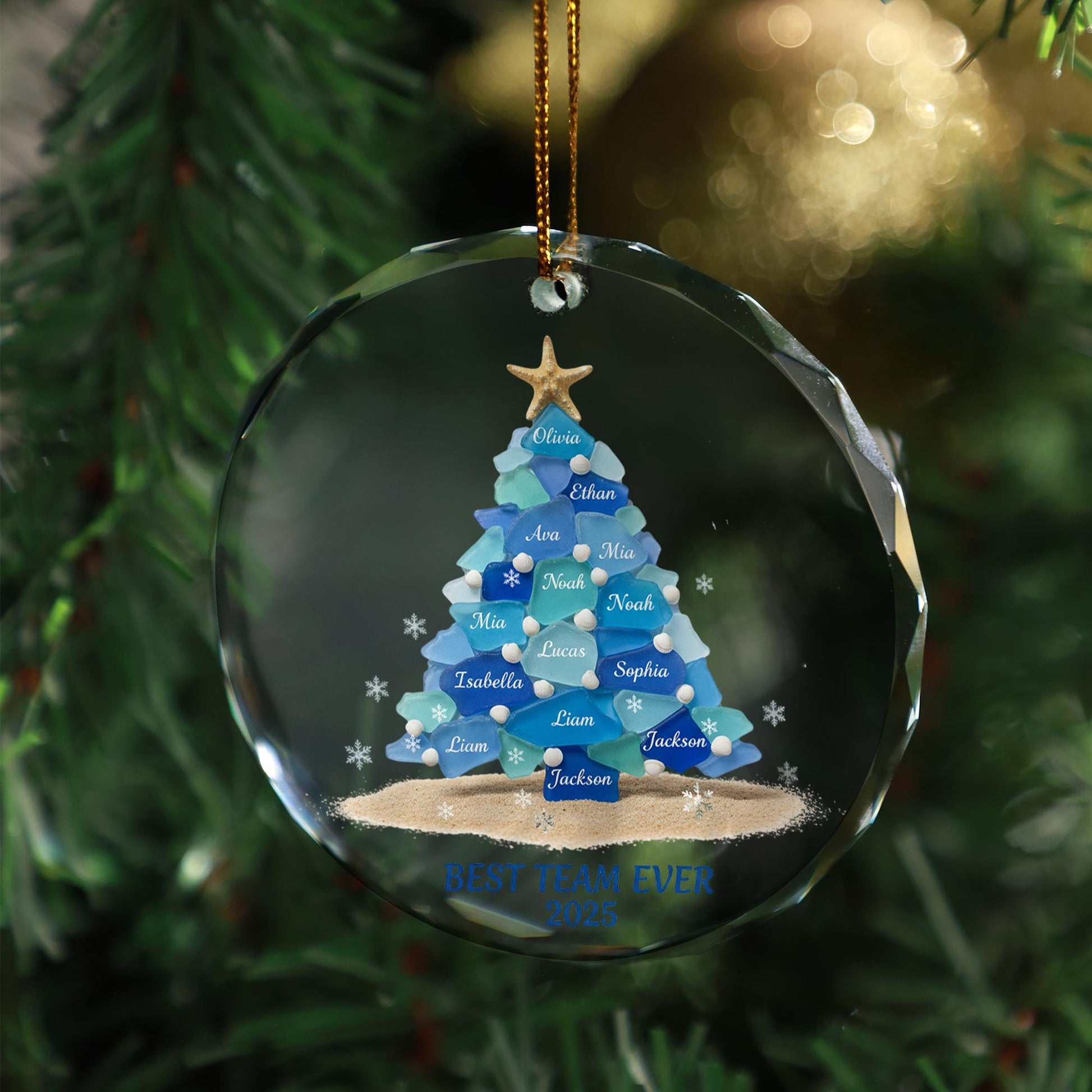 Personalized Glass Christmas Ornament – Custom Names Holiday Keepsake, Team Gift 2025