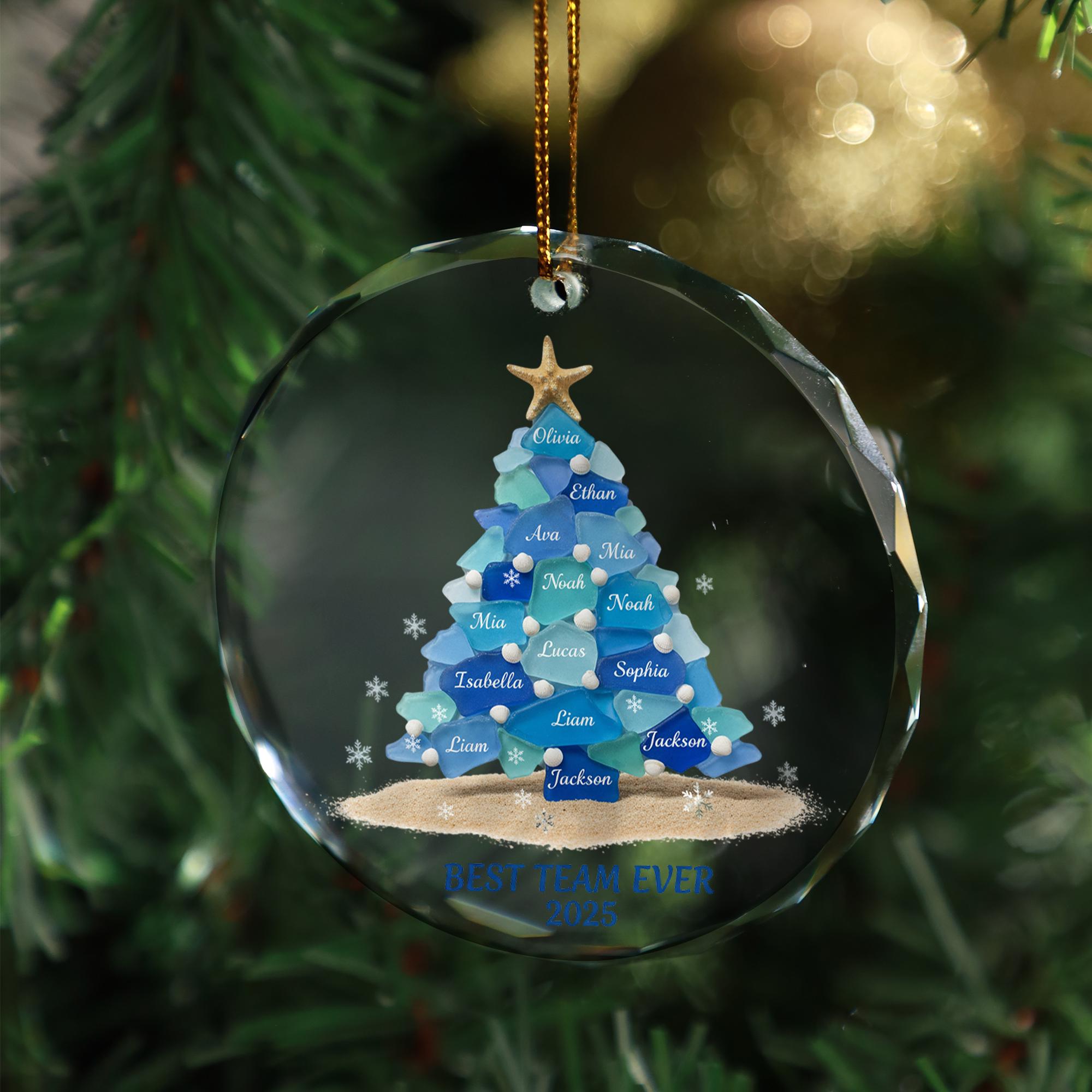 Personalized Glass Christmas Ornament – Custom Names Holiday Keepsake, Team Gift 2025