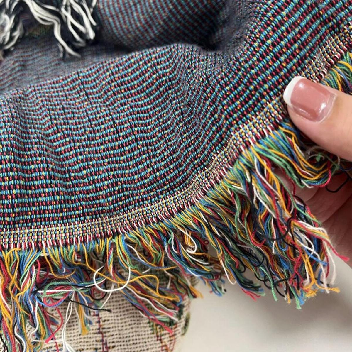 Crow Pattern Woven Blanket – Gothic Botanical Throw