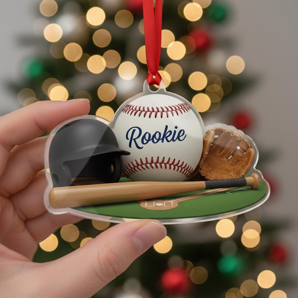Custom Baseball Ornament: Rookie Year Gift, Sports Ornament
