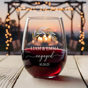 Personalized Engagement Wine Glass: Custom Couple Gift