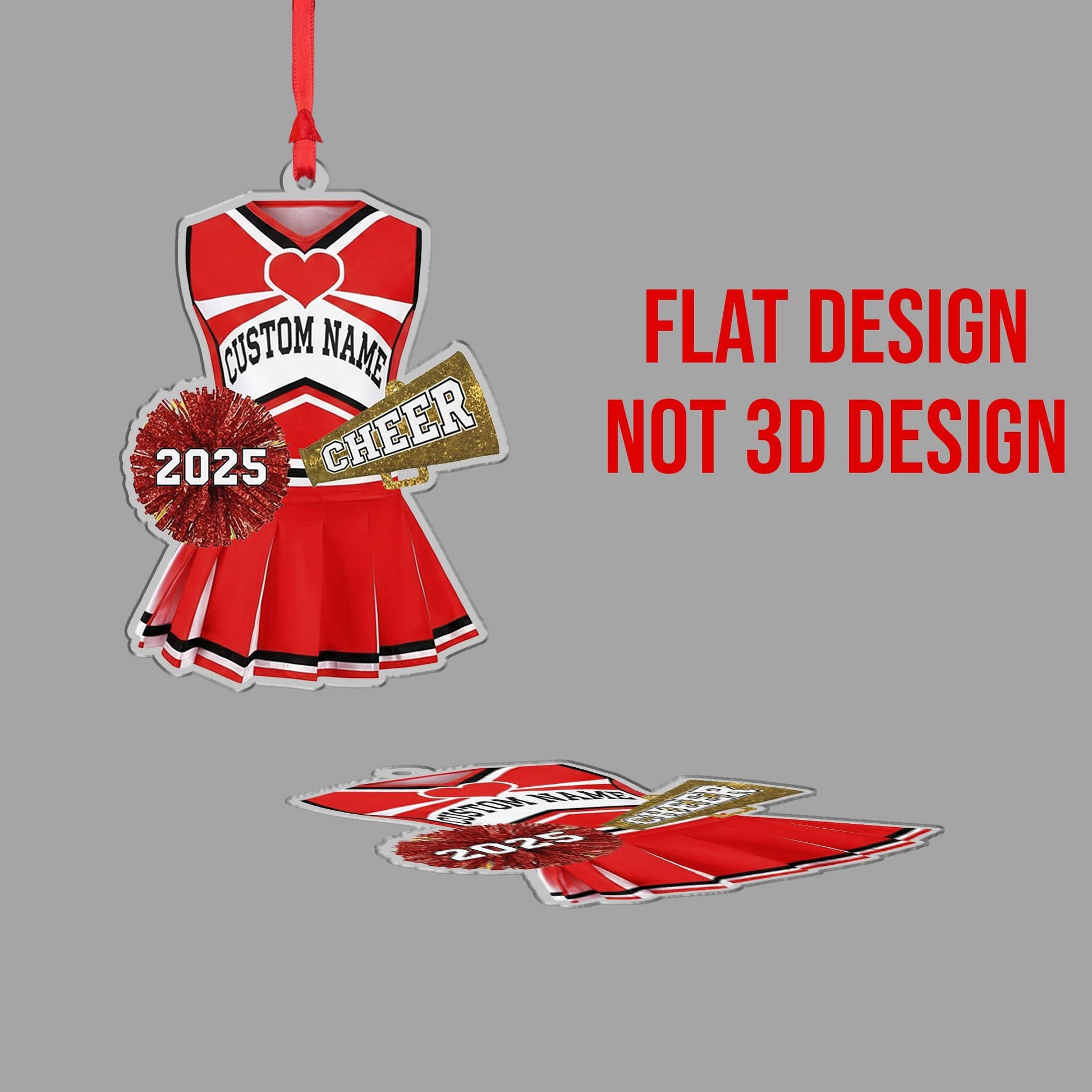 Personalized Cheerleader Ornament: Custom Acrylic Uniform, Megaphone Design