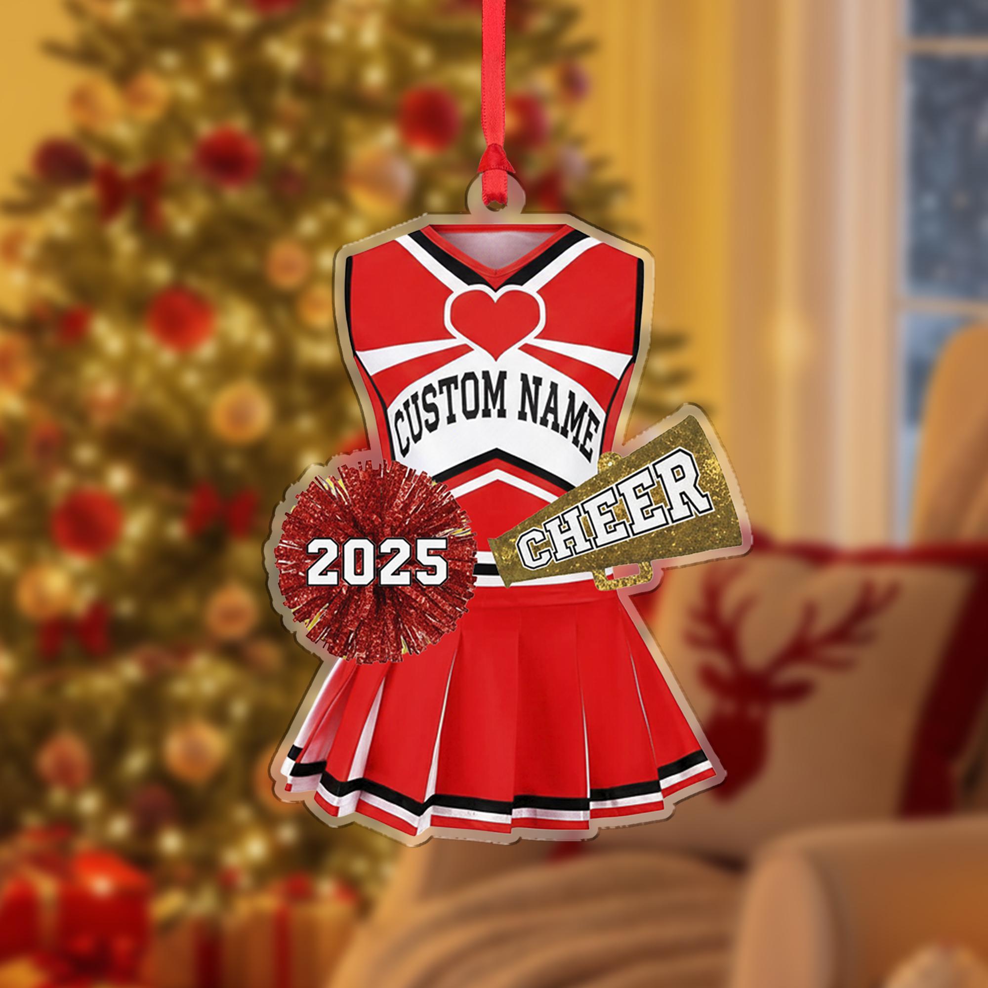 Personalized Cheerleader Ornament: Custom Acrylic Uniform, Megaphone Design
