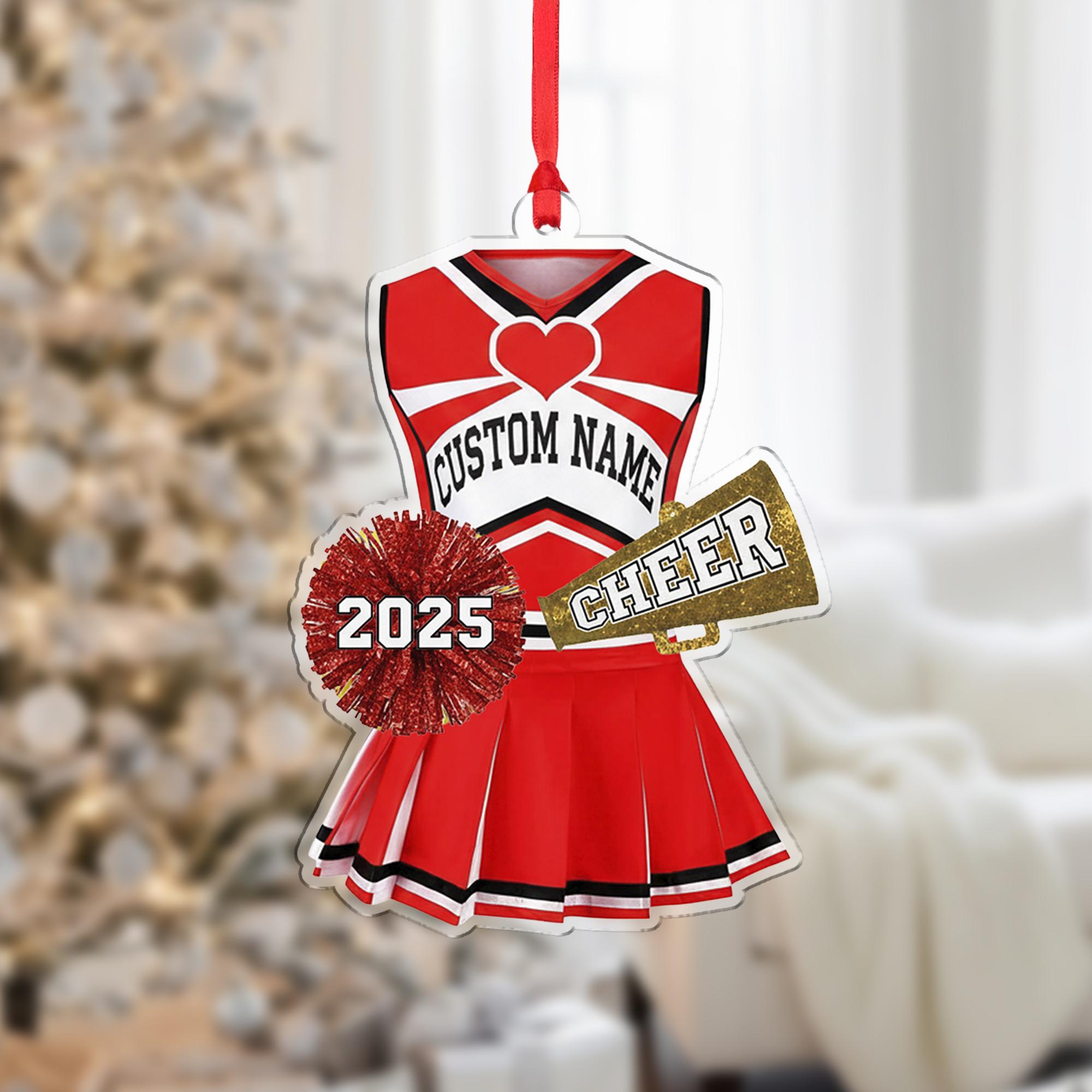 Personalized Cheerleader Ornament: Custom Acrylic Uniform, Megaphone Design
