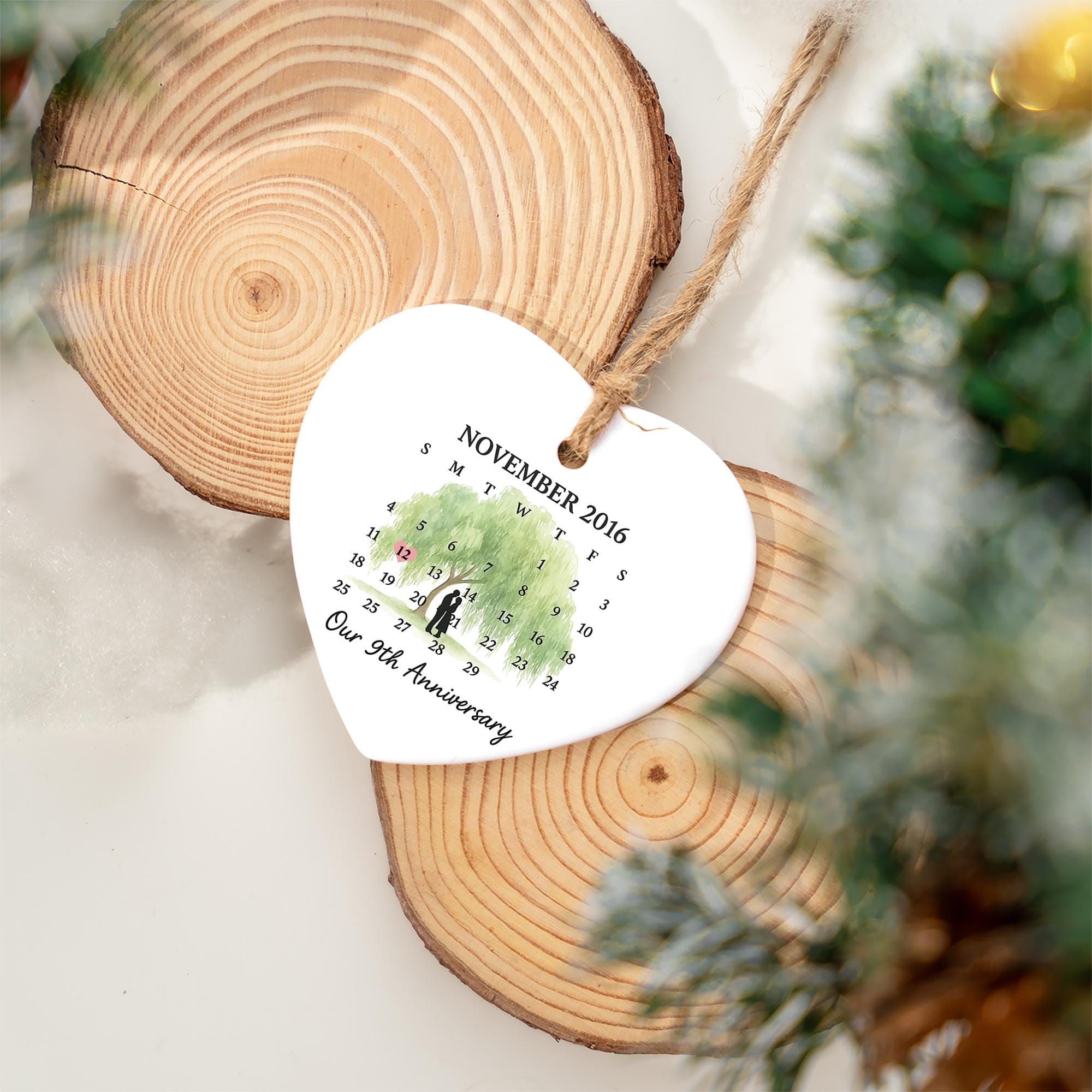 Willow Tree Anniversary Ornament – Personalized Heart Ceramic Keepsake Gift