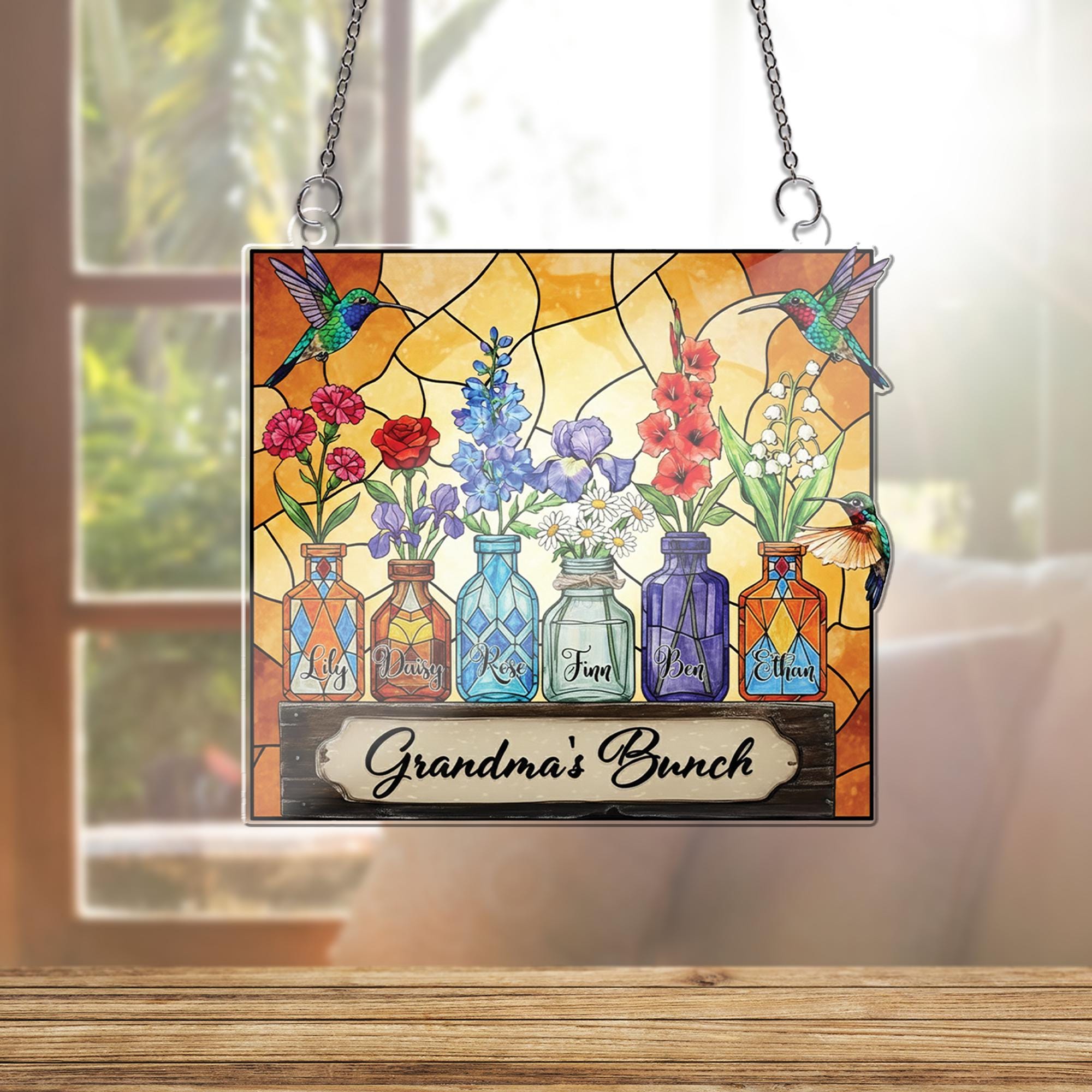 Custom Birth Month Flower Window Hanging Personalized Acrylic Decor