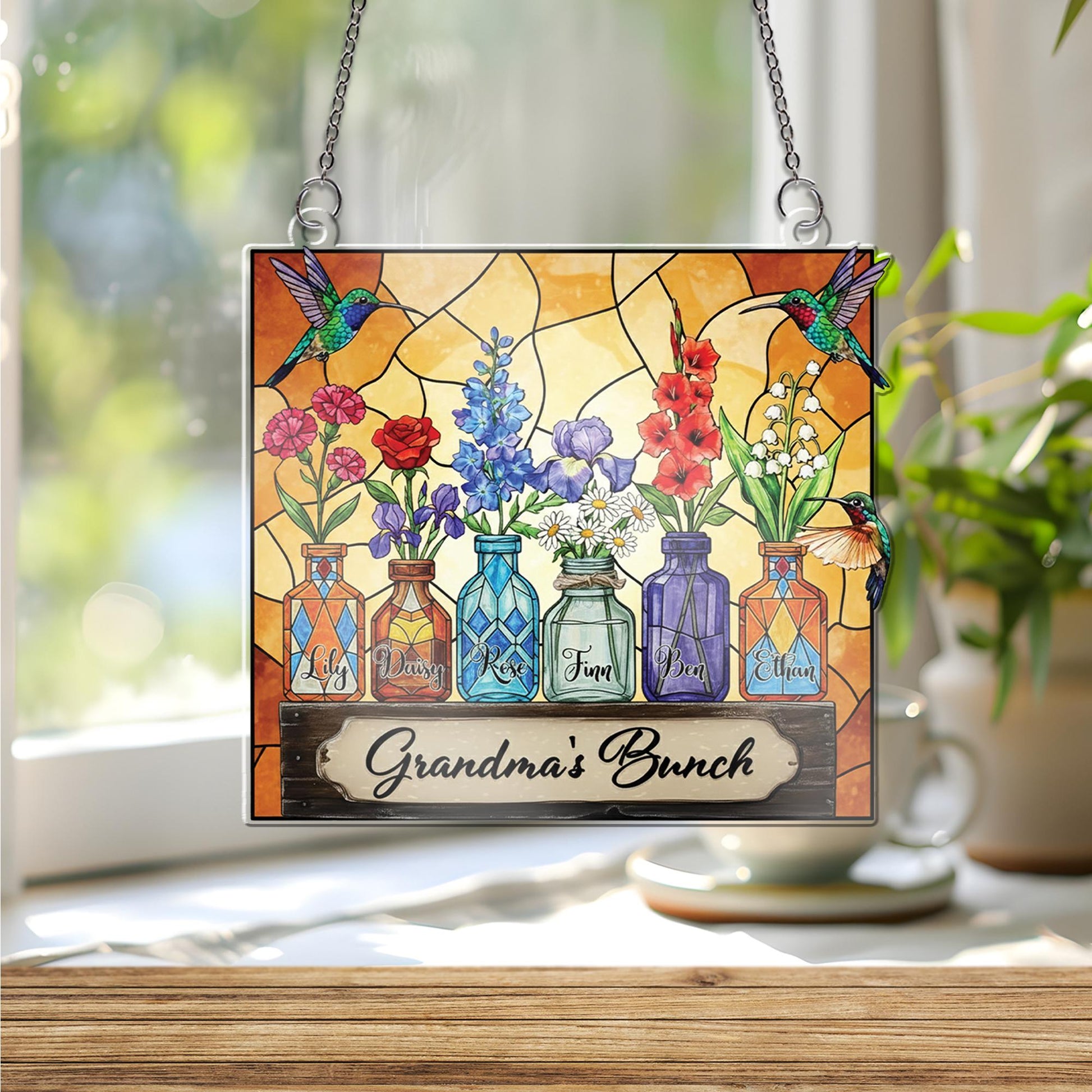 Custom Birth Month Flower Window Hanging Personalized Acrylic Decor