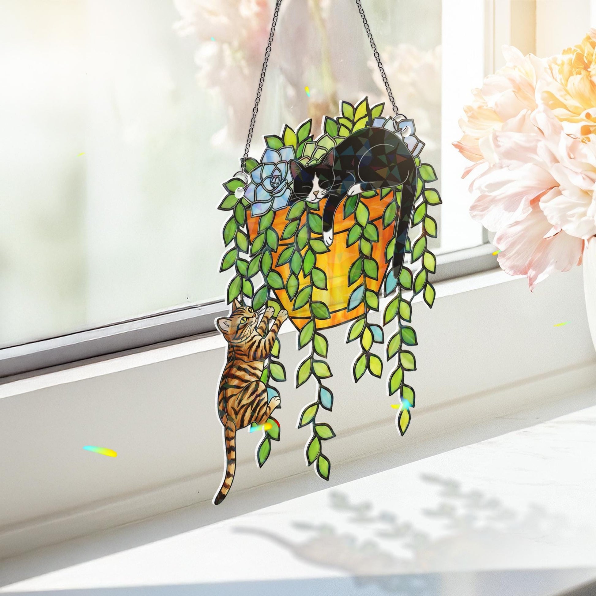 Custom Cat Breed Suncatcher – Holographic Window Hanging for Cat Lovers