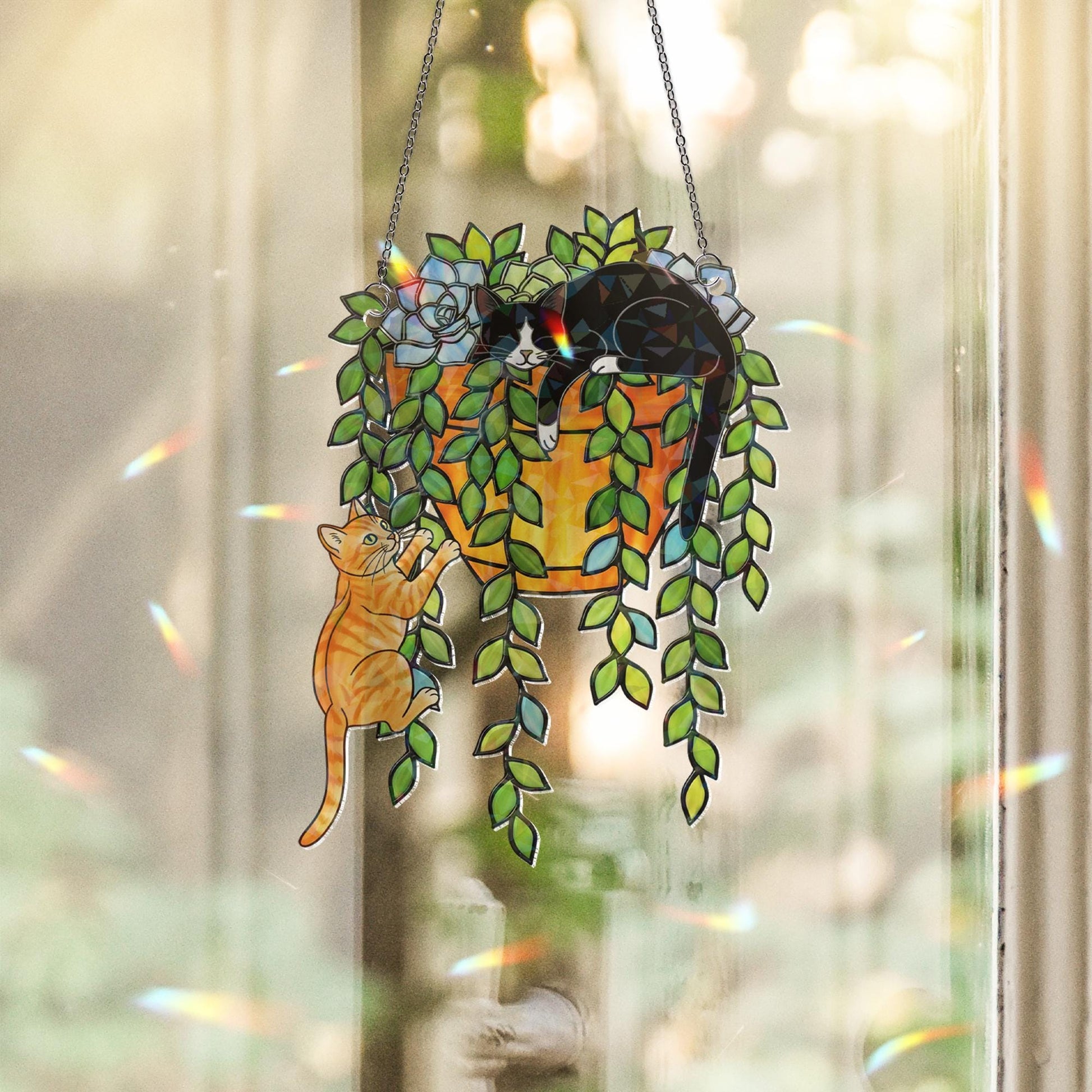 Custom Cat Breed Suncatcher – Holographic Window Hanging for Cat Lovers