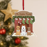 Personalized Family Fireplace Ornament – Custom Pet Christmas Ornament with Names