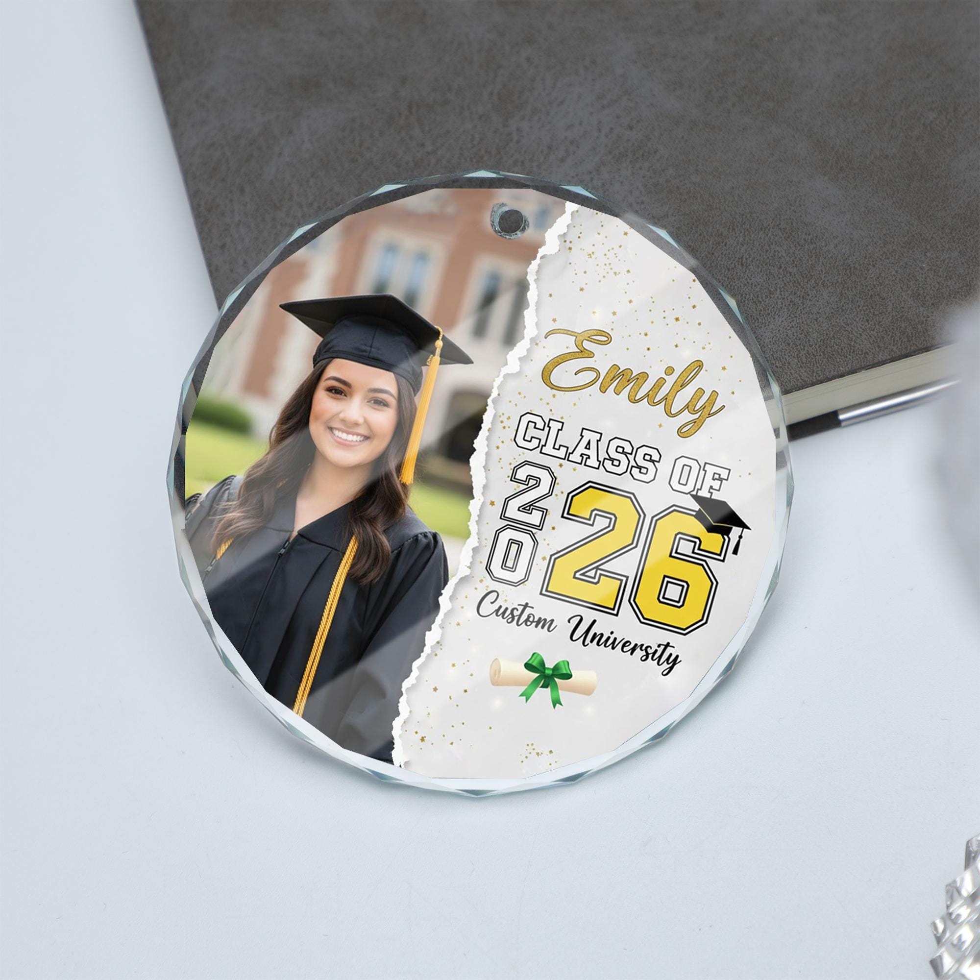 Personalized Graduation Glass Ornament – Class of 2026 Custom Acrylic Keepsake