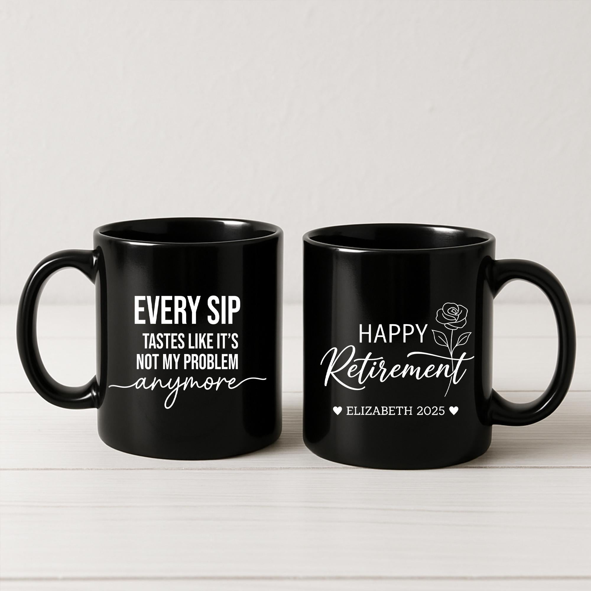 Custom Birth Month Retirement Mug, Personalized Coffee Cup with Name and Year Design