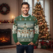 Custom Baseball Daddy’s Dream Team Sweater: All-Over Print Holiday Knit Pullover