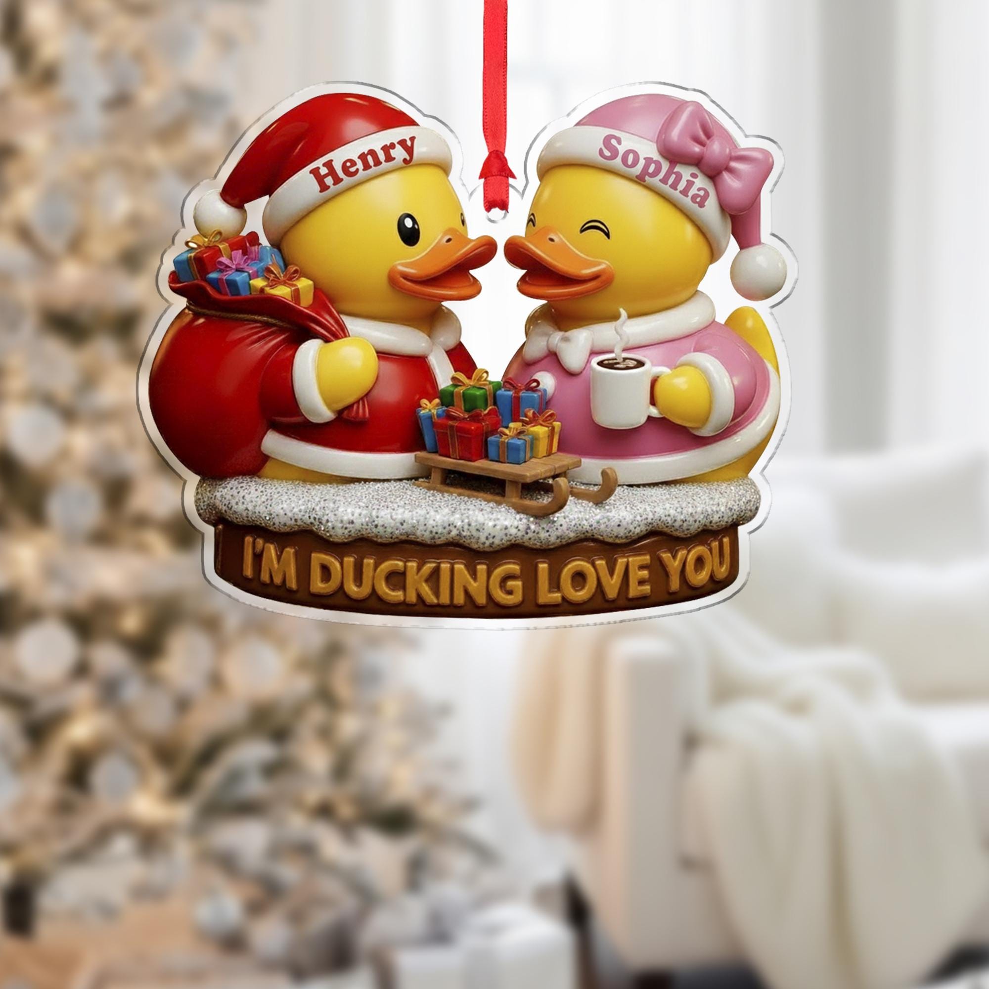 Personalized Duck Couple Ornament: Funny Christmas Keepsake