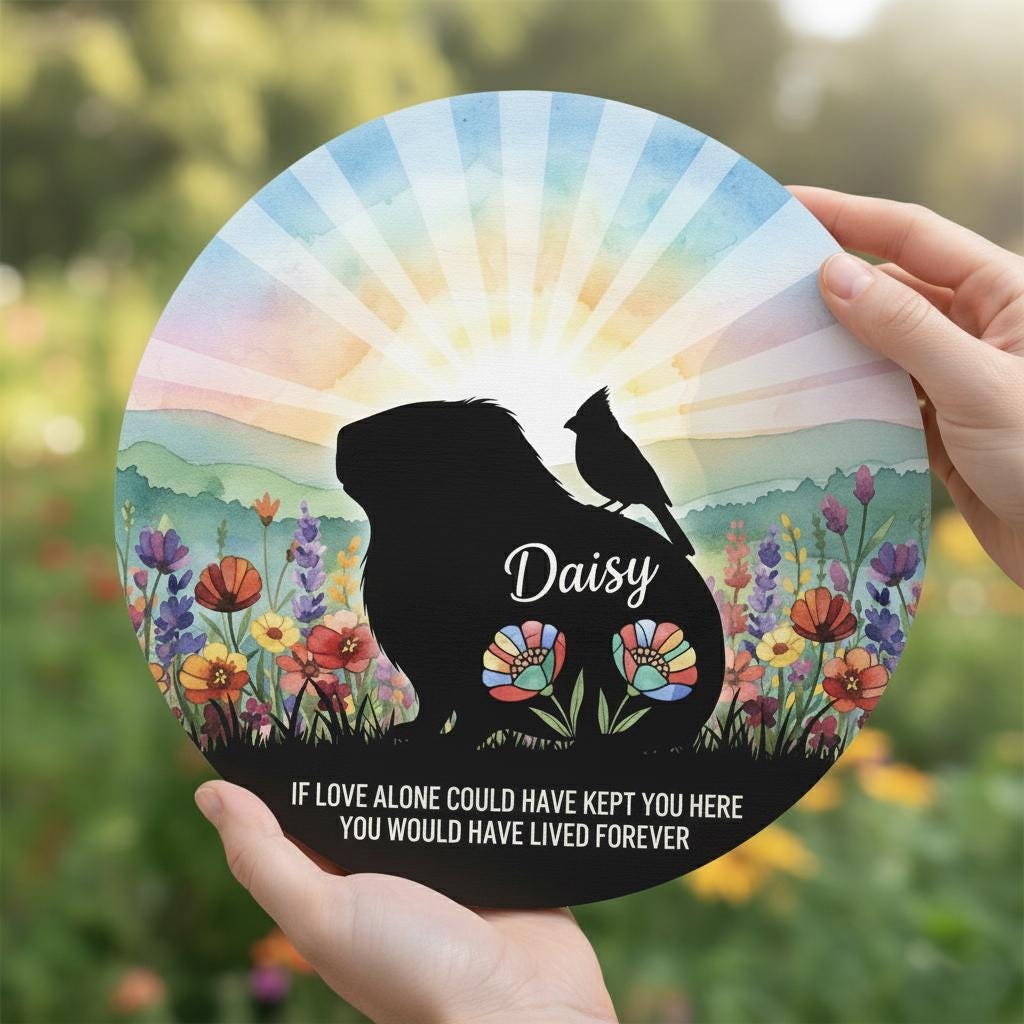 Personalized Hamster Memorial Sign: Watercolor Wildflower Wooden Plaque