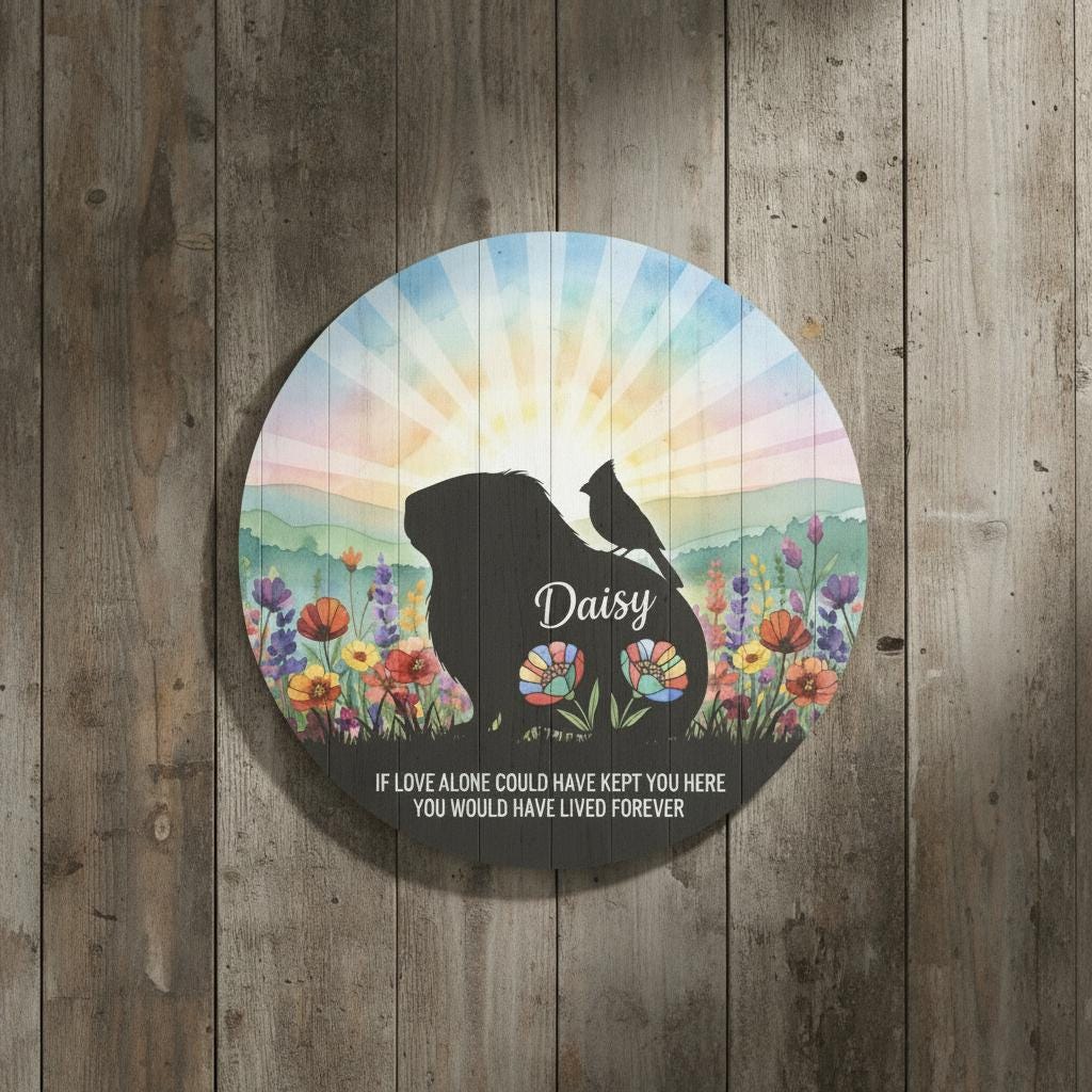 Personalized Hamster Memorial Sign: Watercolor Wildflower Wooden Plaque