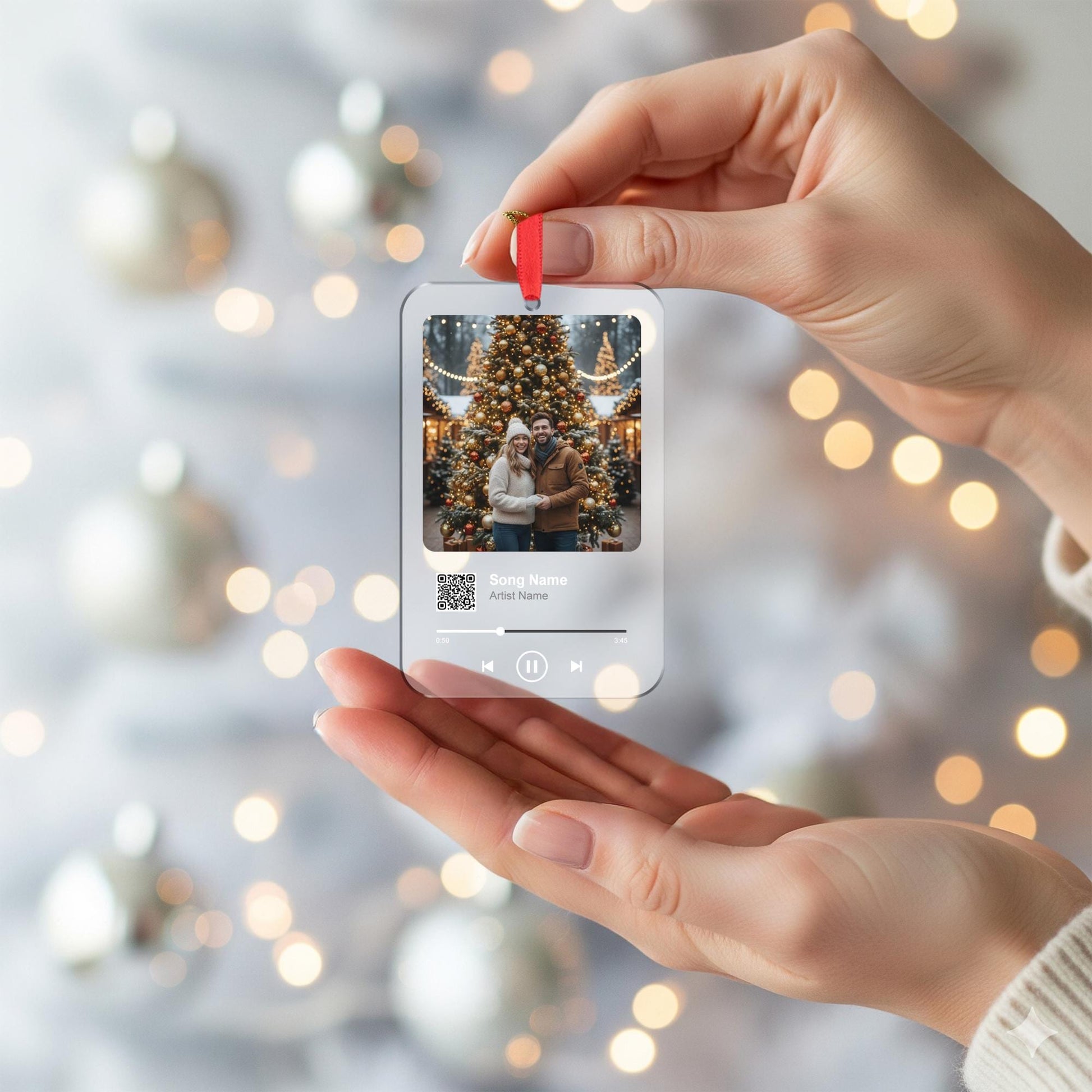 Custom Couple Music Ornament – Personalized Acrylic Keepsake with Photo & QR Code