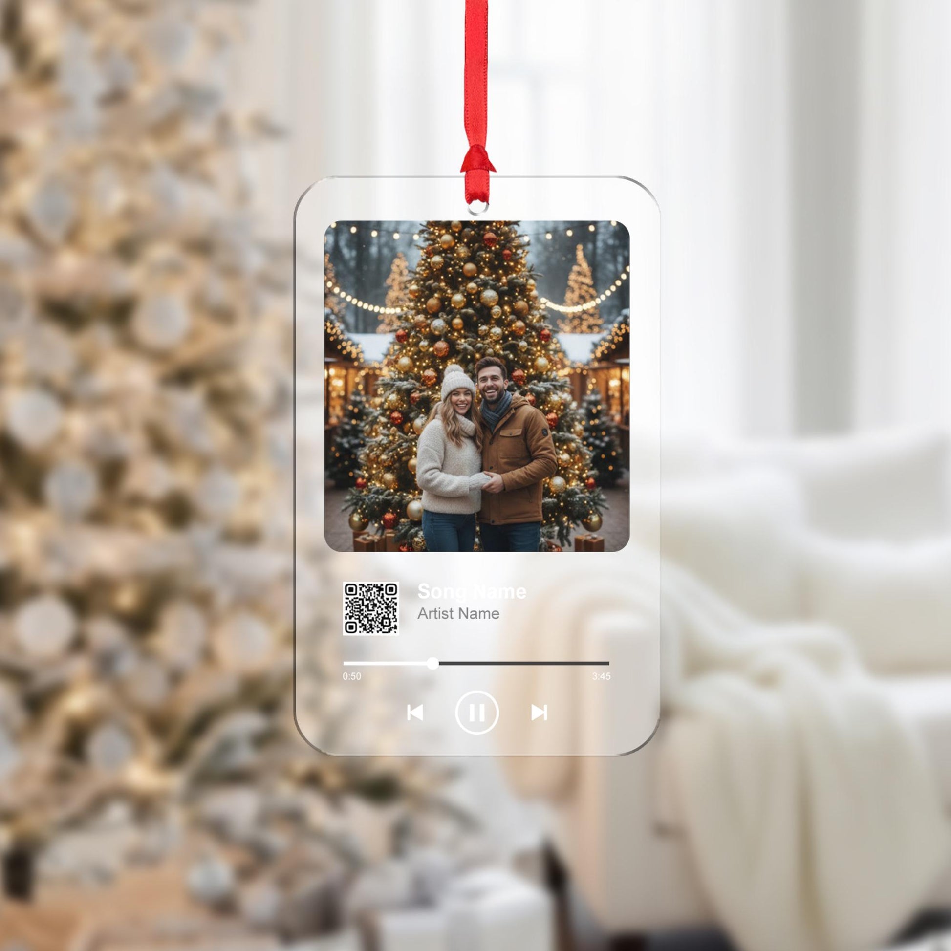Custom Couple Music Ornament – Personalized Acrylic Keepsake with Photo & QR Code