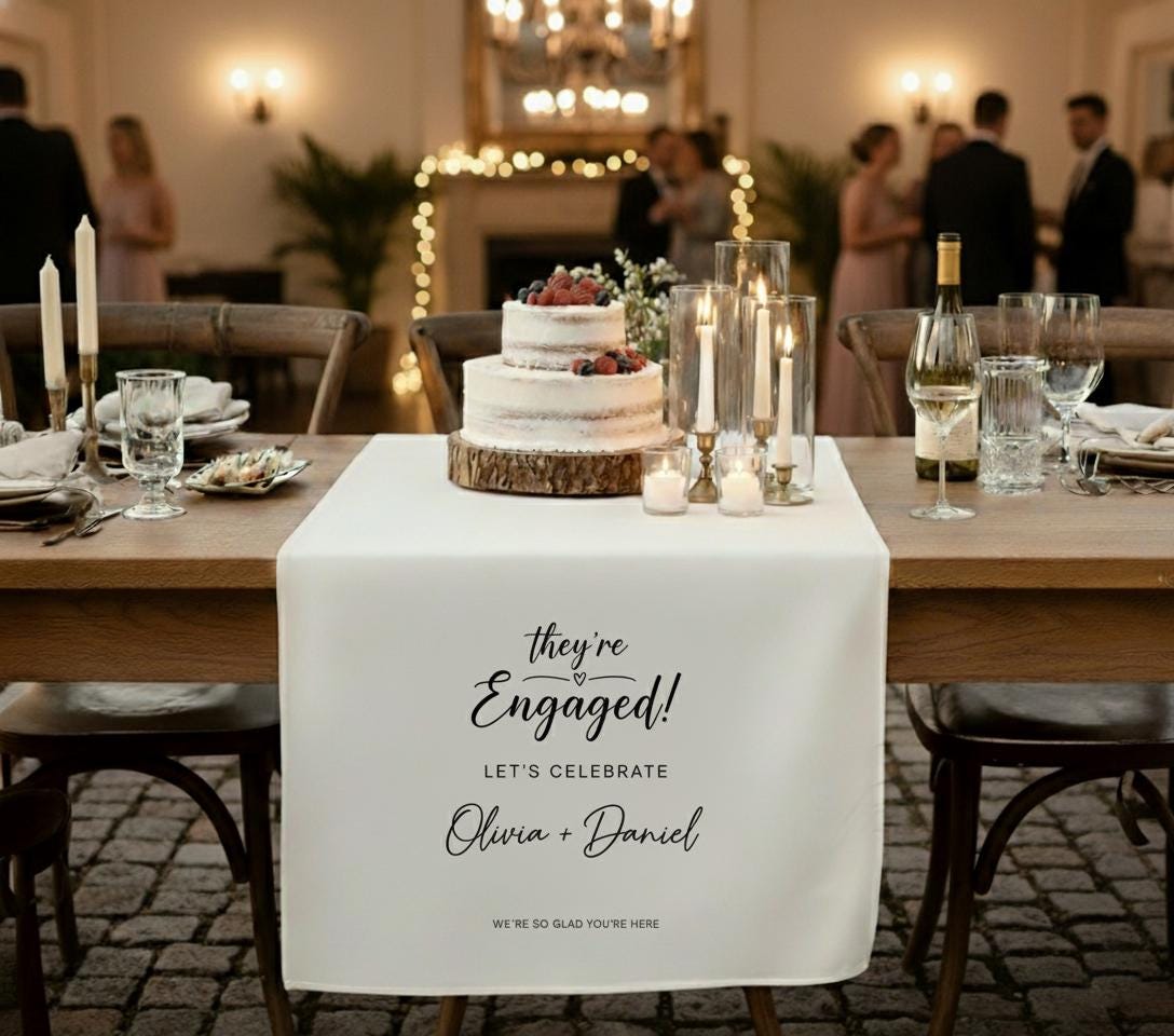 Custom Engagement Table Runner: Personalized Party Decor